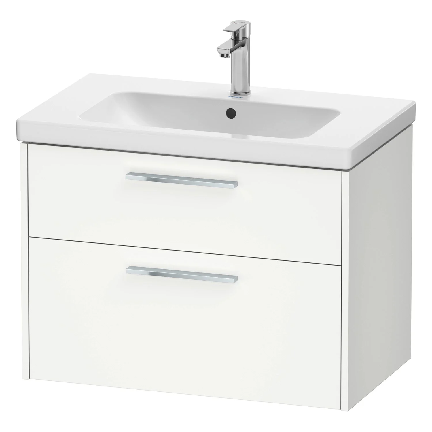 Duravit D-Code Waschtischunterschrank 80 cm mit Keramikwaschtisch, mit 2 Auszügen, Griff chrom Bild 2