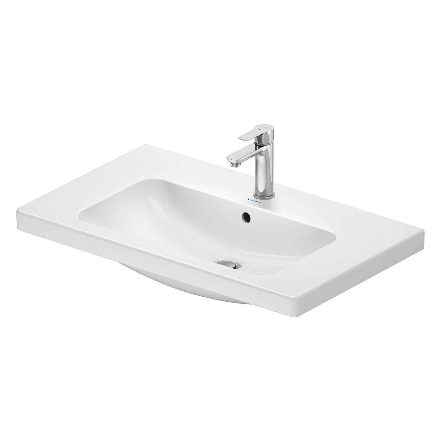 Duravit D-Code Waschtischunterschrank 80 cm mit Keramikwaschtisch, mit 2 Auszügen, Griff chrom Bild 3