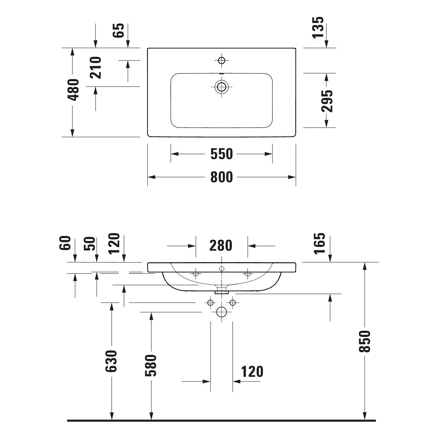 Duravit D-Code Waschtischunterschrank 80 cm mit Keramikwaschtisch, mit 2 Auszügen, Griff chrom Bild 5