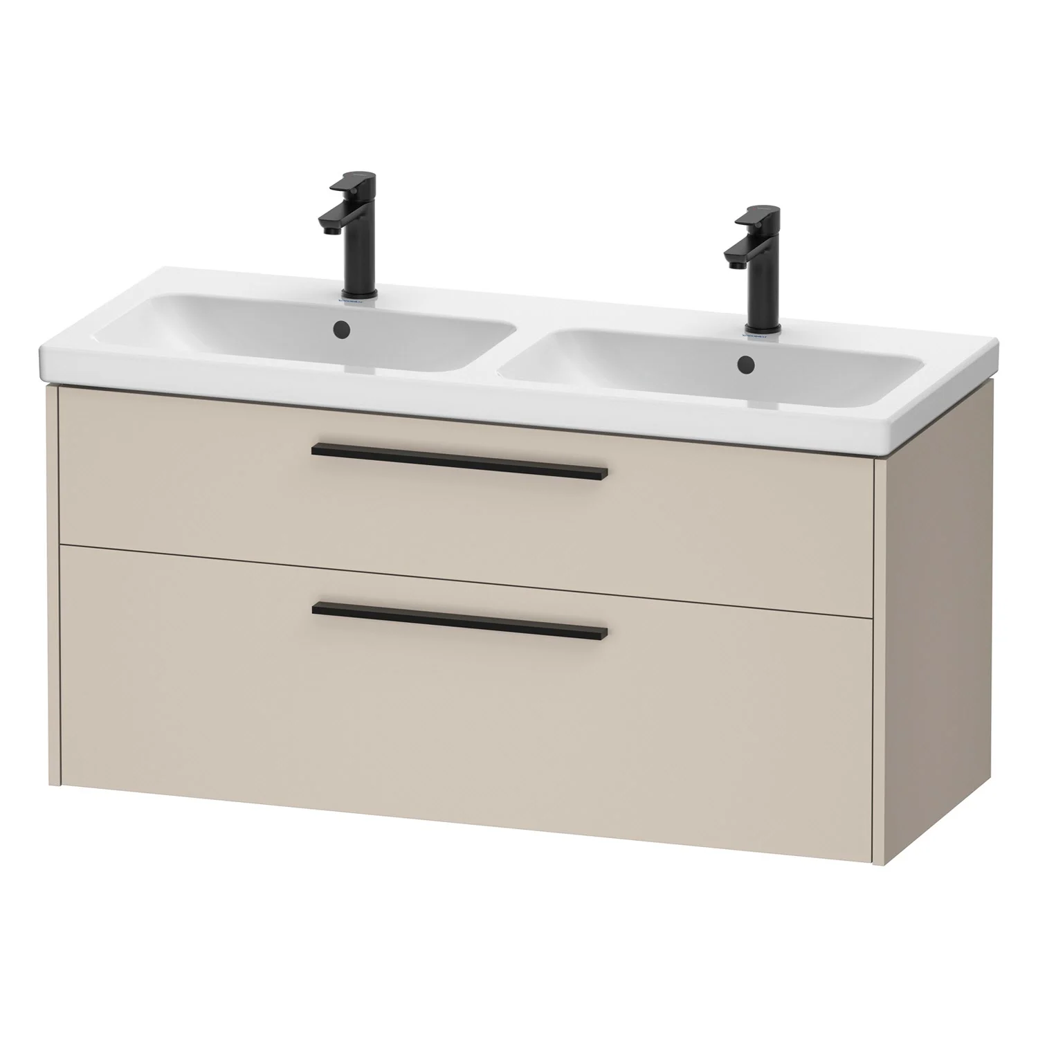 Duravit D-Code Waschtischunterbau 118,4 cm, 2 Auszüge, Griff diamantschwarz