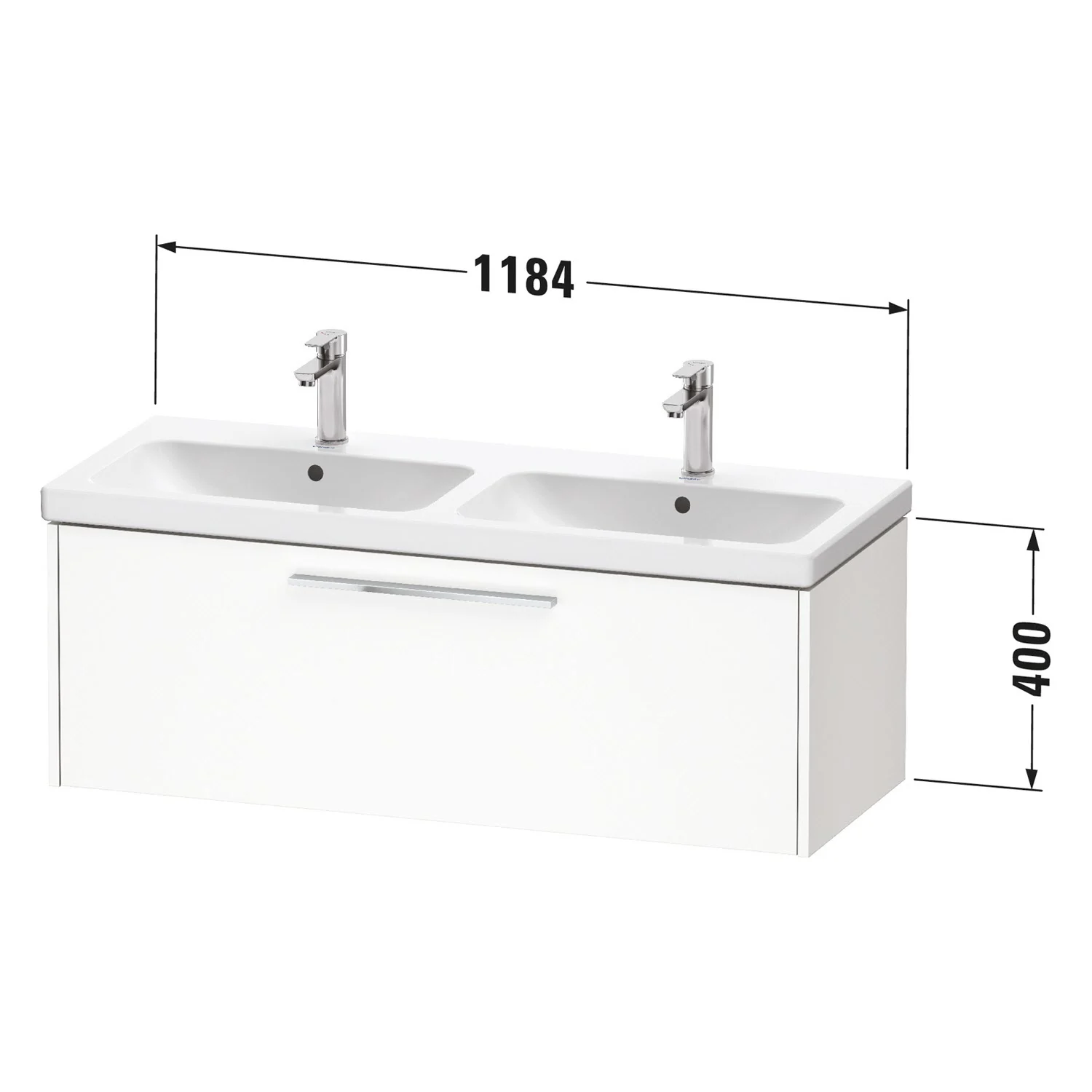 Duravit D-Code Waschtischunterbau 118,4 cm, 1 Auszug, Griff chrom Bild 2