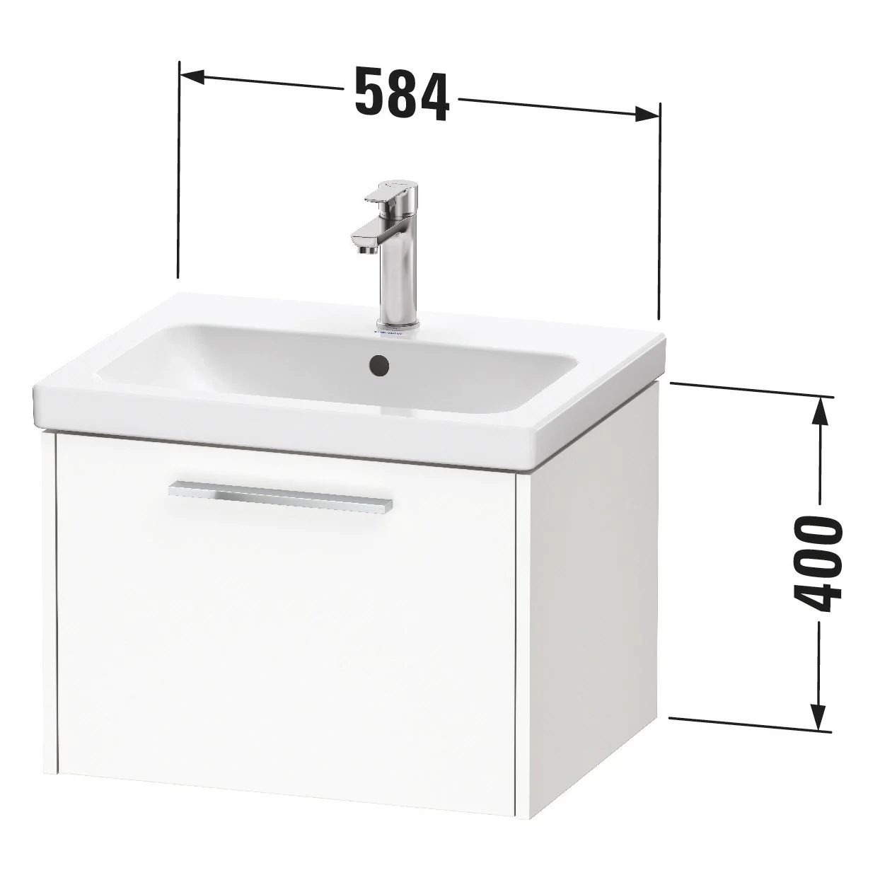 Duravit D-Code Waschtischunterbau 58,4 cm, 1 Auszug, Griff chrom Bild 2