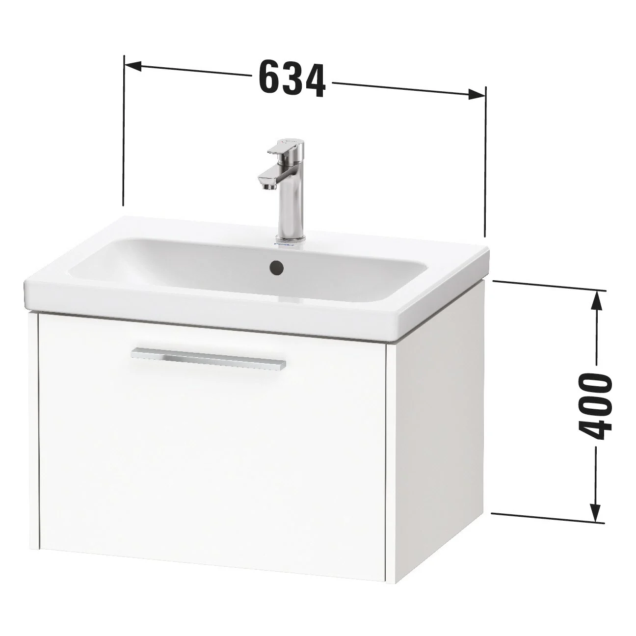 Biała umywalka o wymiarach 634x400 mm, Duravit