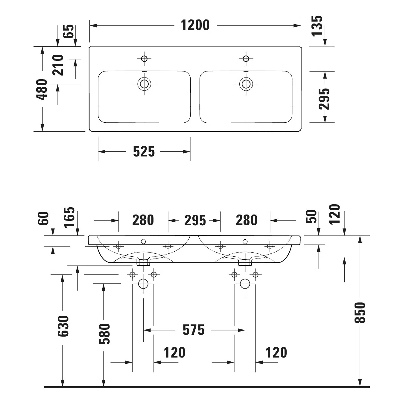 Duravit D-Code Doppelwaschtisch 120 cm Bild 4
