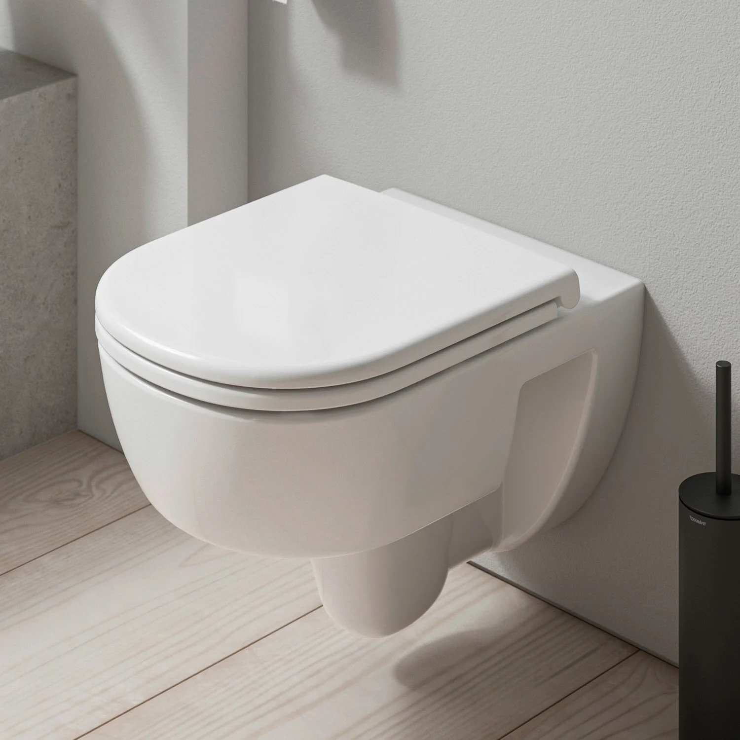 Zbliżenie na wiszącą toaletę w łazience, Duravit