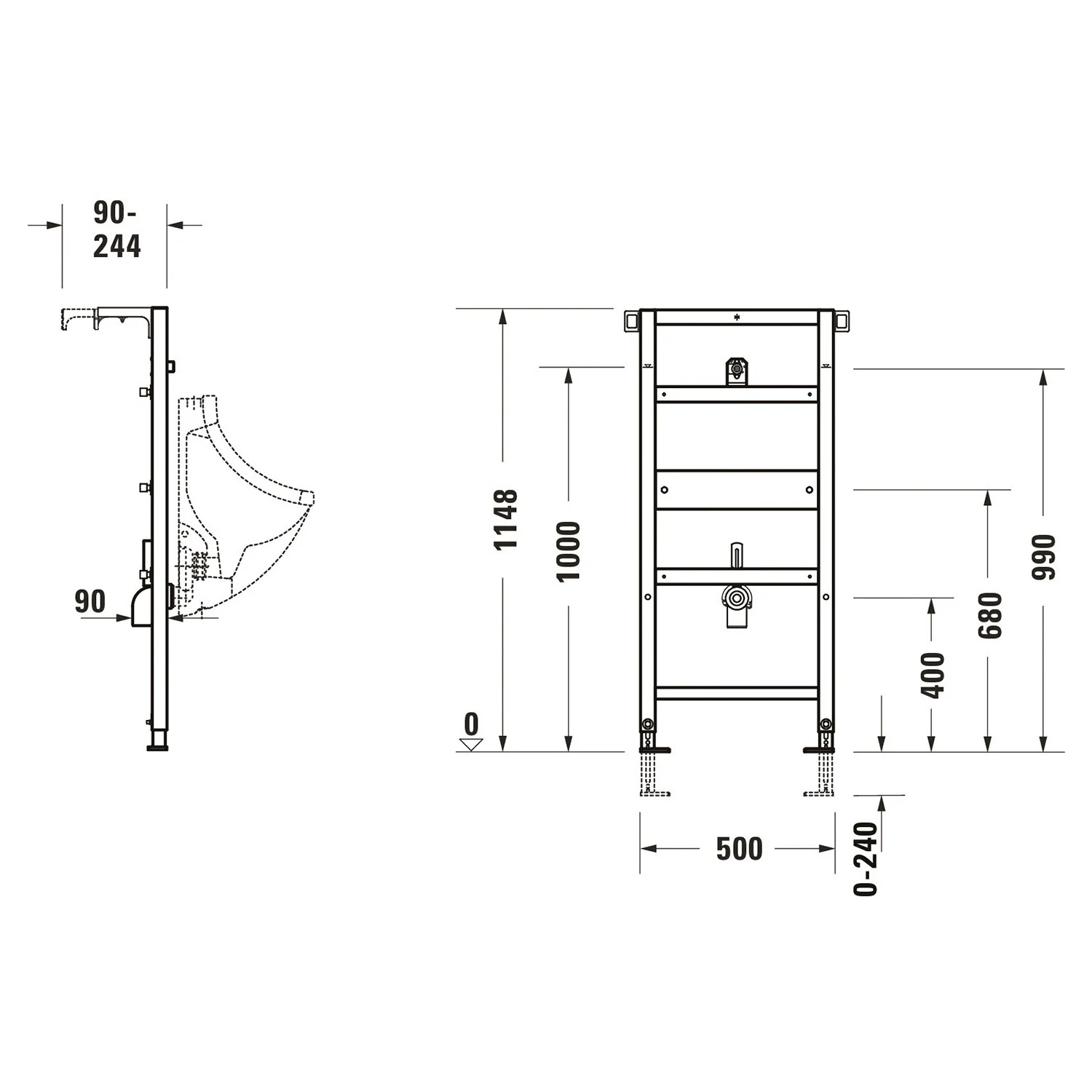 Duravit DuraSystem Urinal-Element, Standard, pulverbeschichtet Bild 2