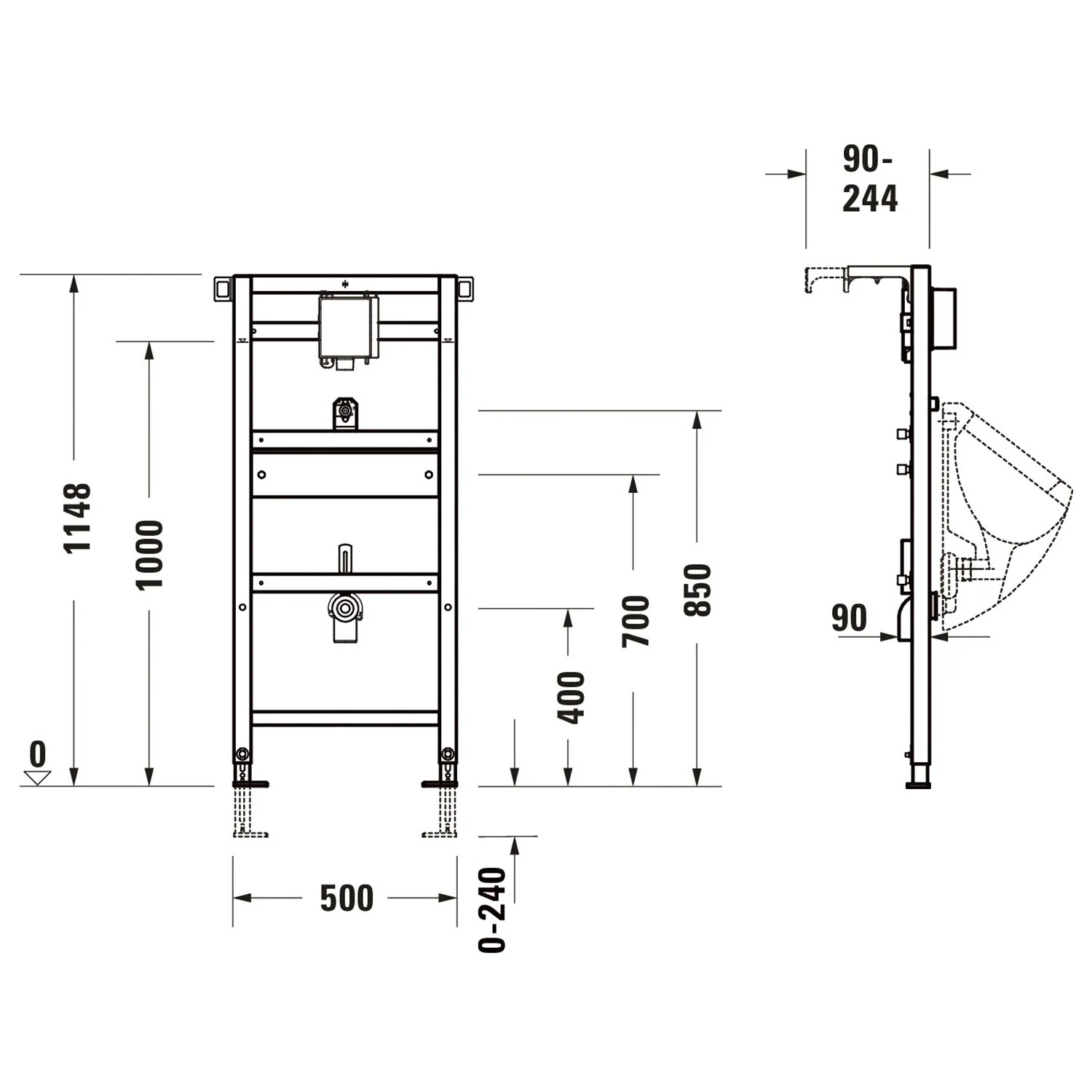 Duravit DuraSystem Urinal-Element, für Unterputzdruckspüler, pulverbeschichtet Bild 2