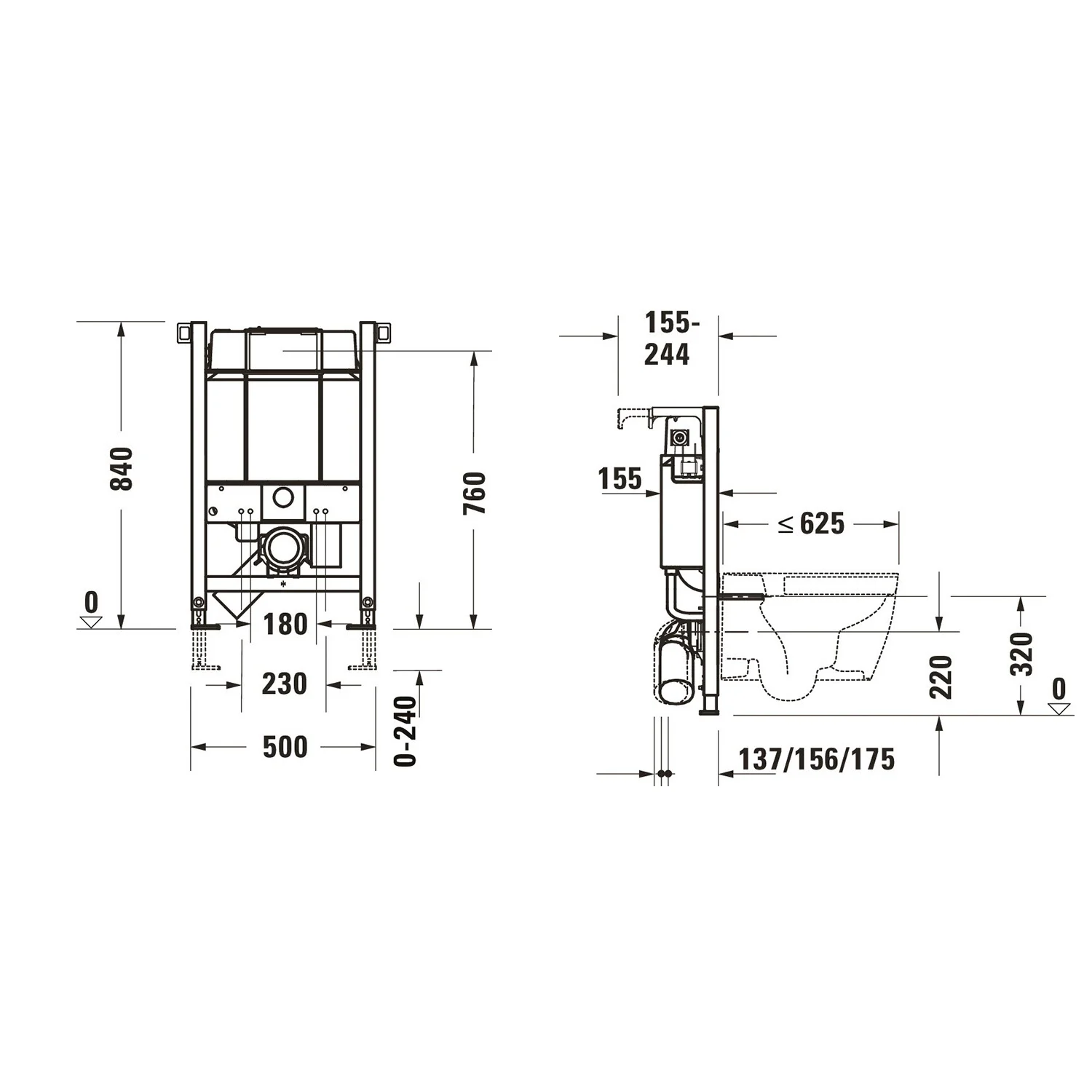 Duravit DuraSystem WC-Element, Standard 84 cm, pulverbeschichtet Bild 2