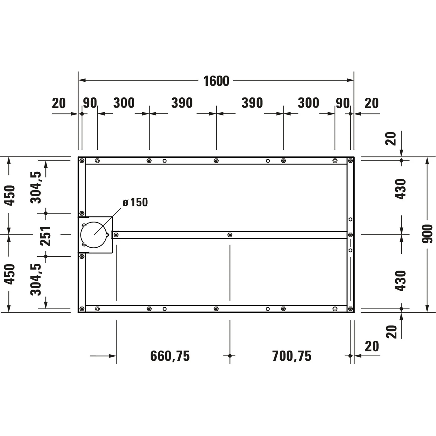 Duravit Fußgestell für Stonetto Duschwanne 160 x 90 cm Bild 3
