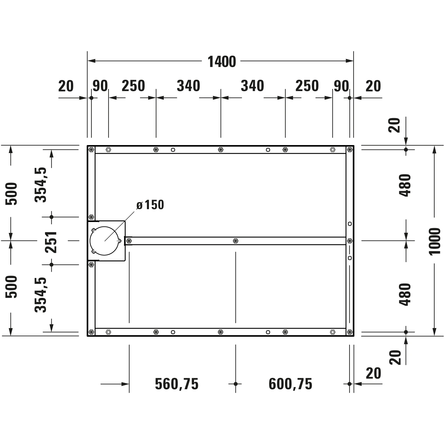 Duravit Fußgestell für Stonetto Duschwanne 140 x 100 cm Bild 3
