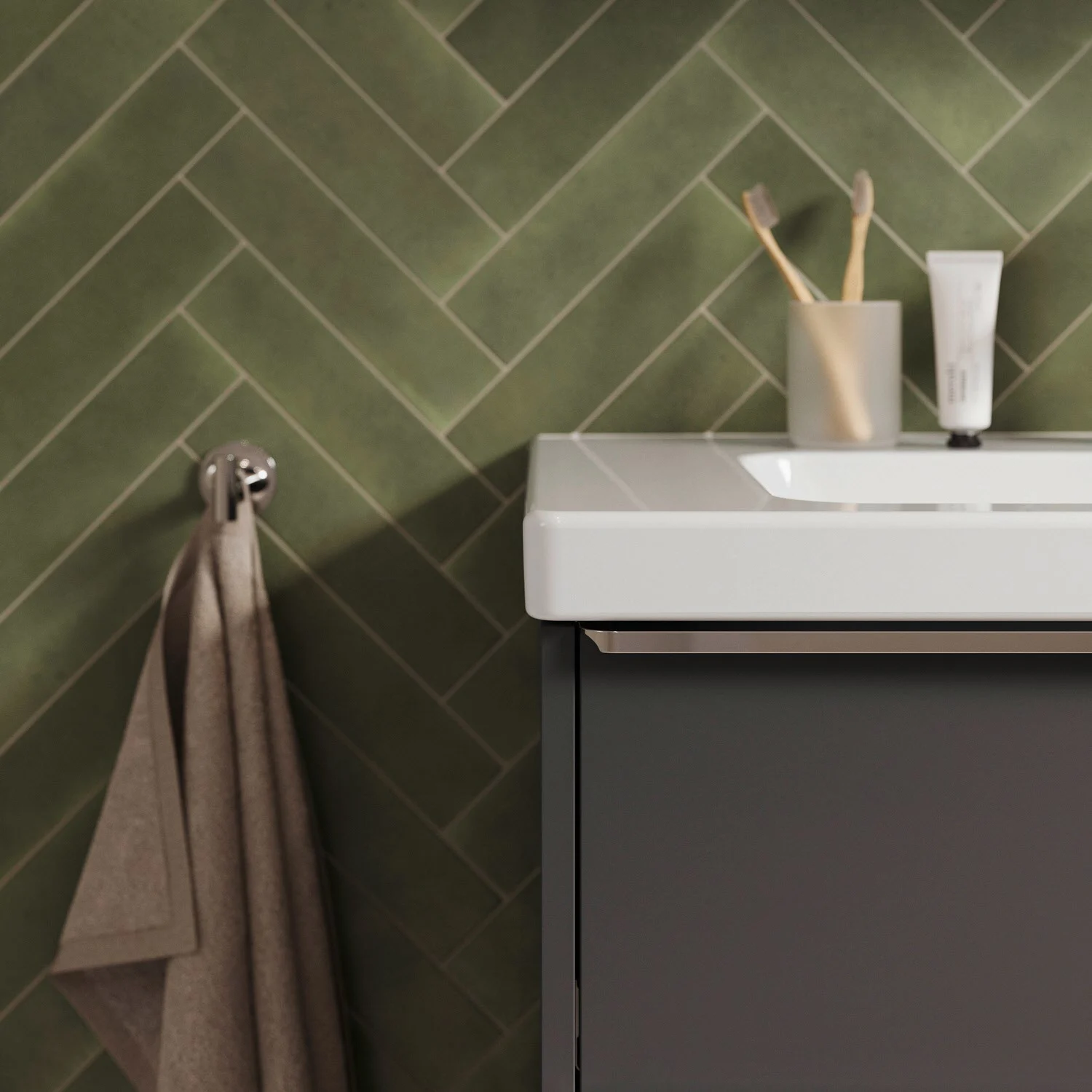 Umywalka z szafką w nowoczesnej łazience, Duravit