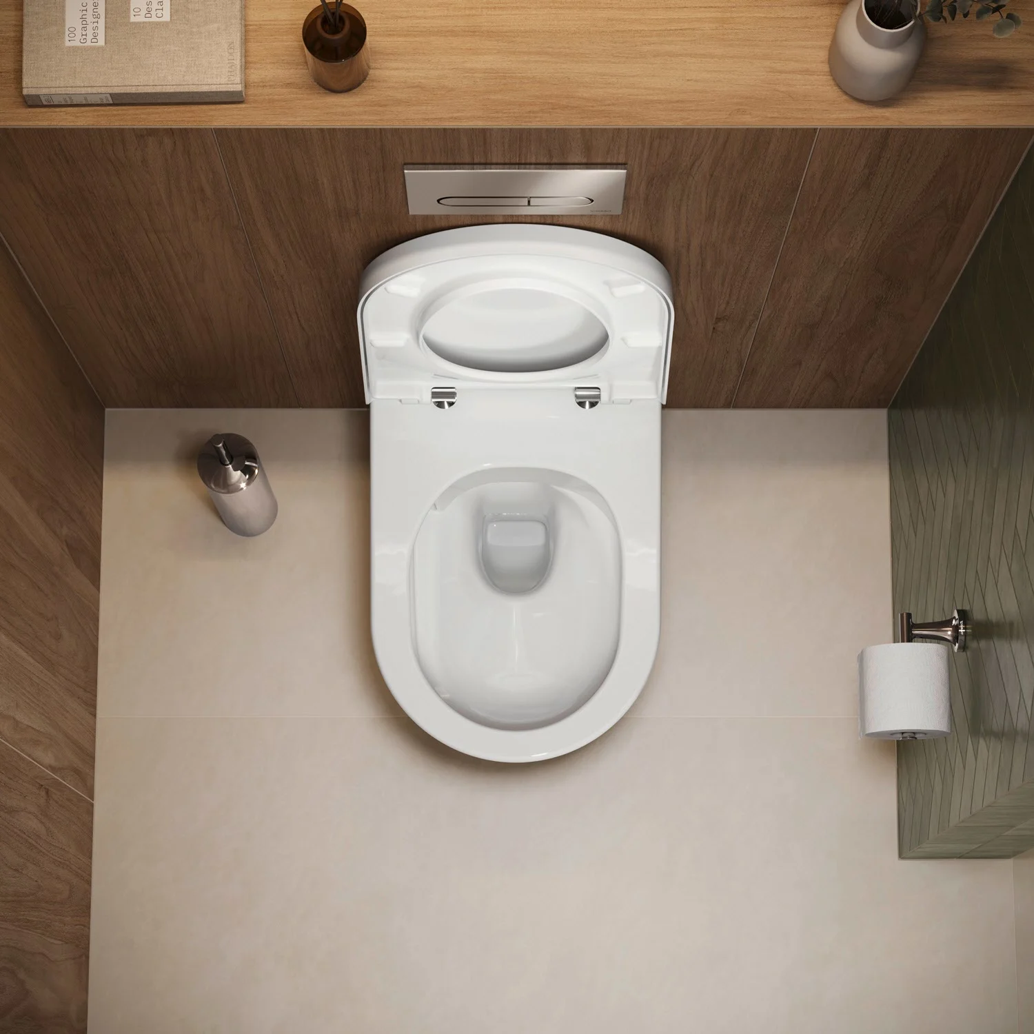 Toaleta bez kołnierza widziana z góry w łazience, Duravit
