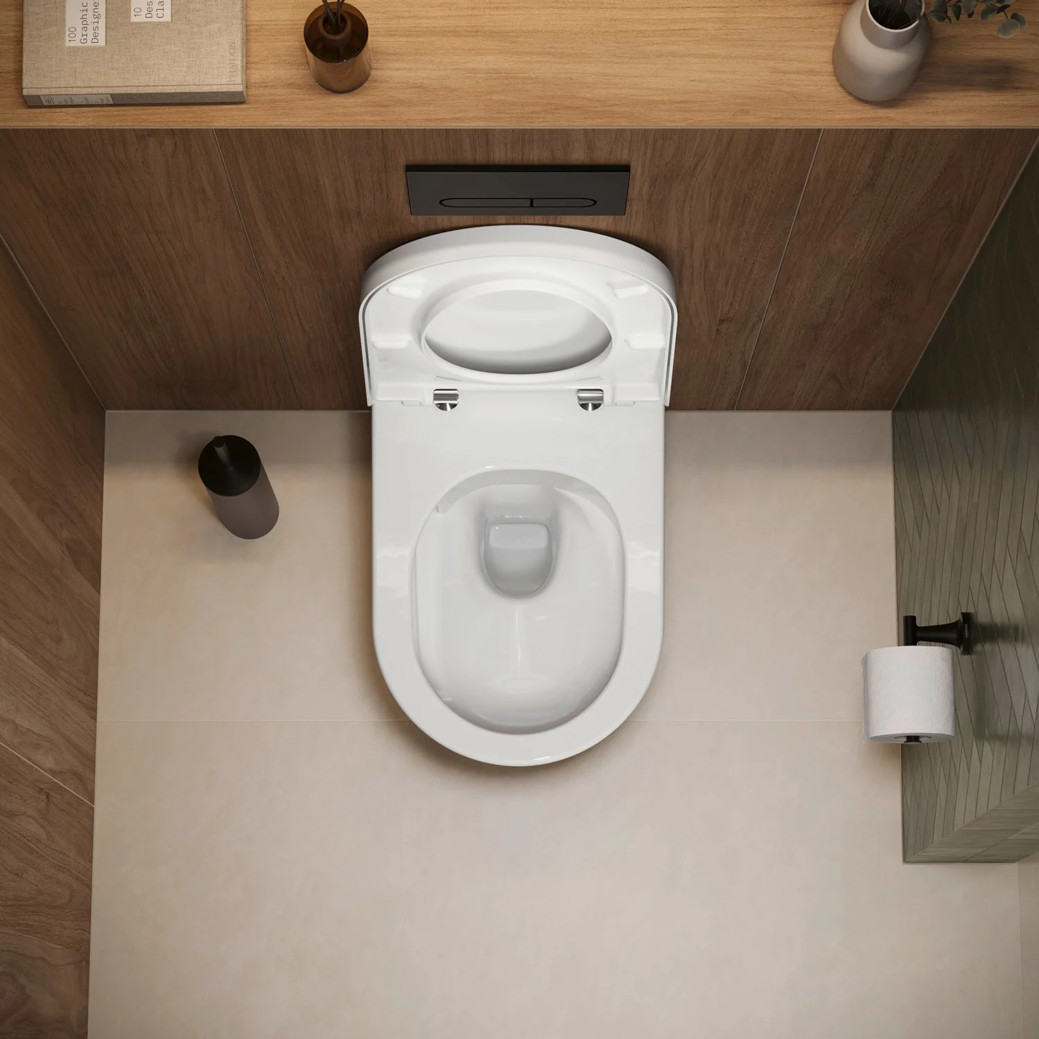 Toaleta bez kołnierza widziana z góry w łazience, Duravit