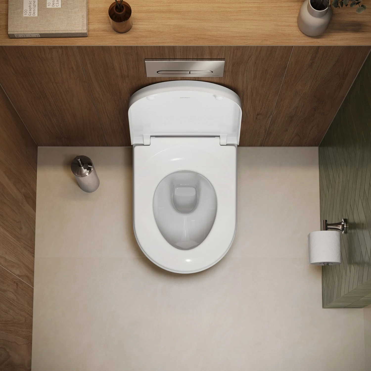 Toaleta bez kołnierza widziana z góry w łazience, Duravit