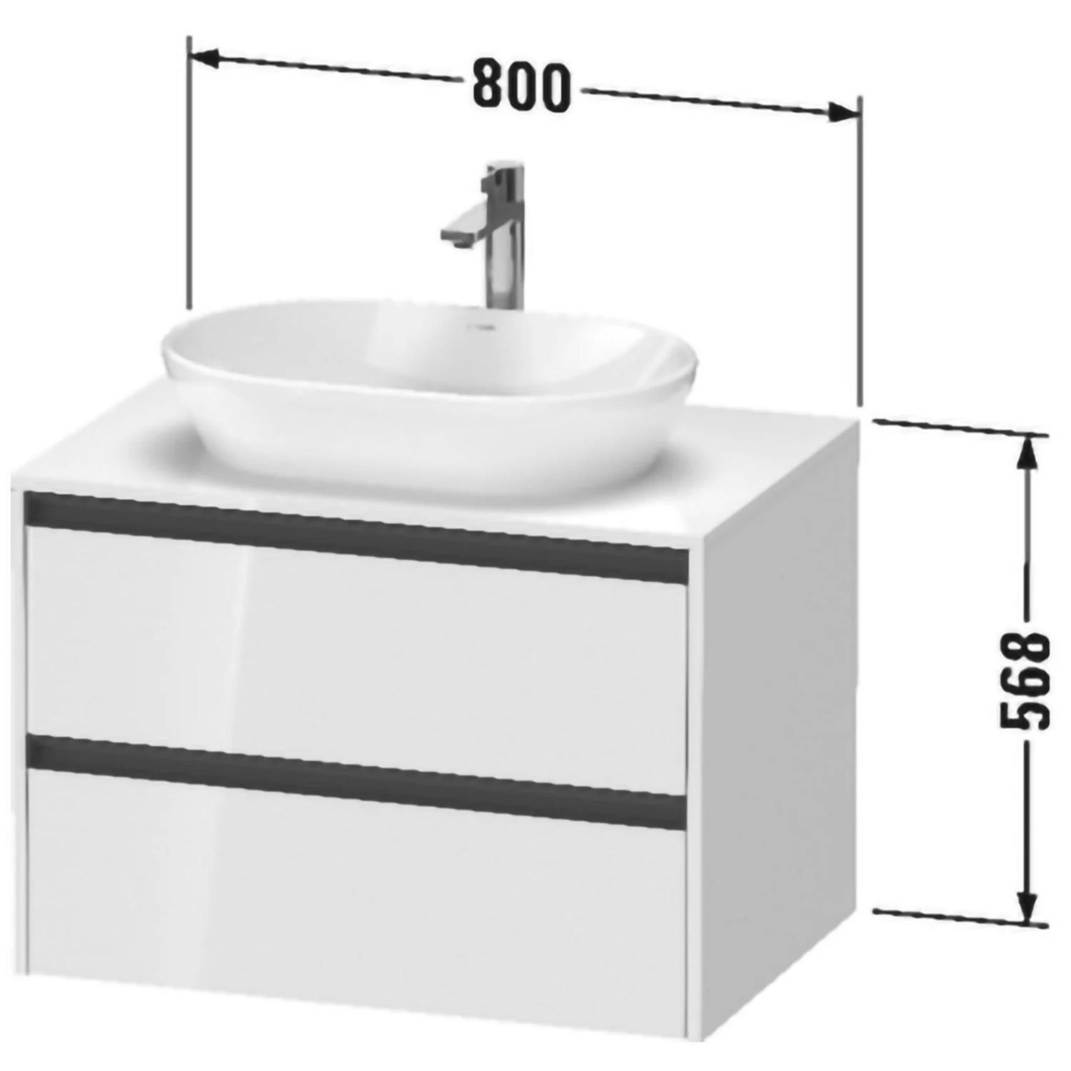 Duravit Ketho.2 Konsolenwaschtischunterbau wandhängend, 2 Auszüge, 80 cm Bild 4