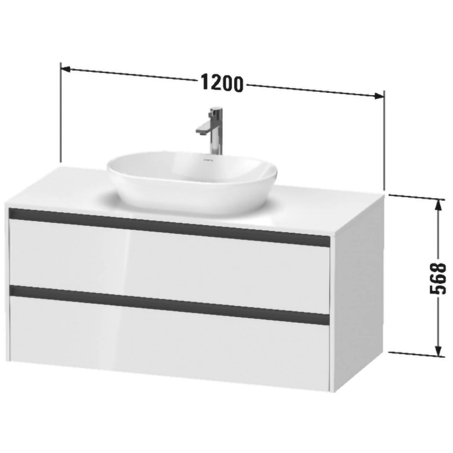 Duravit Ketho.2 Konsolenwaschtischunterbau wandhängend, 2 Auszüge, 120 cm Bild 4