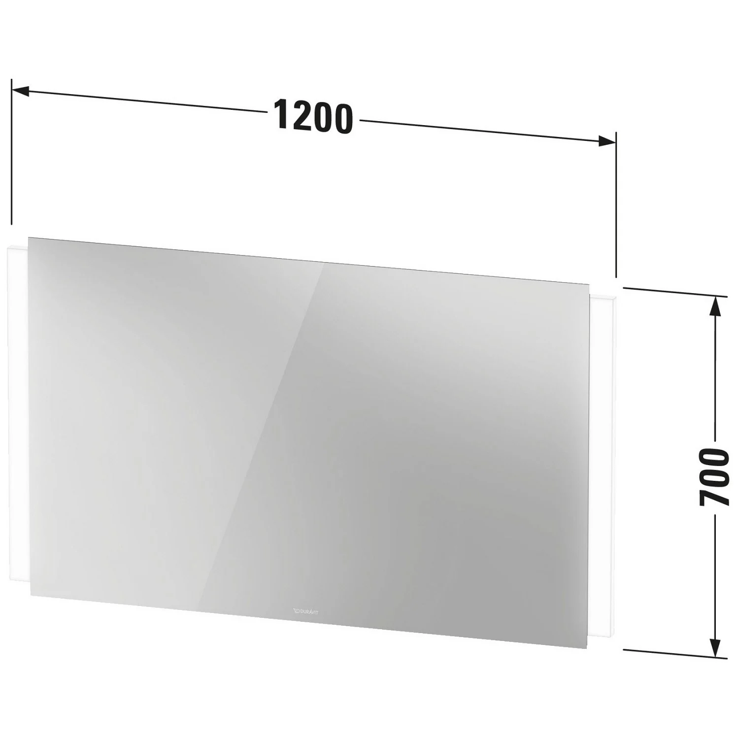Rysunek techniczny lustra z wymiarami, Duravit