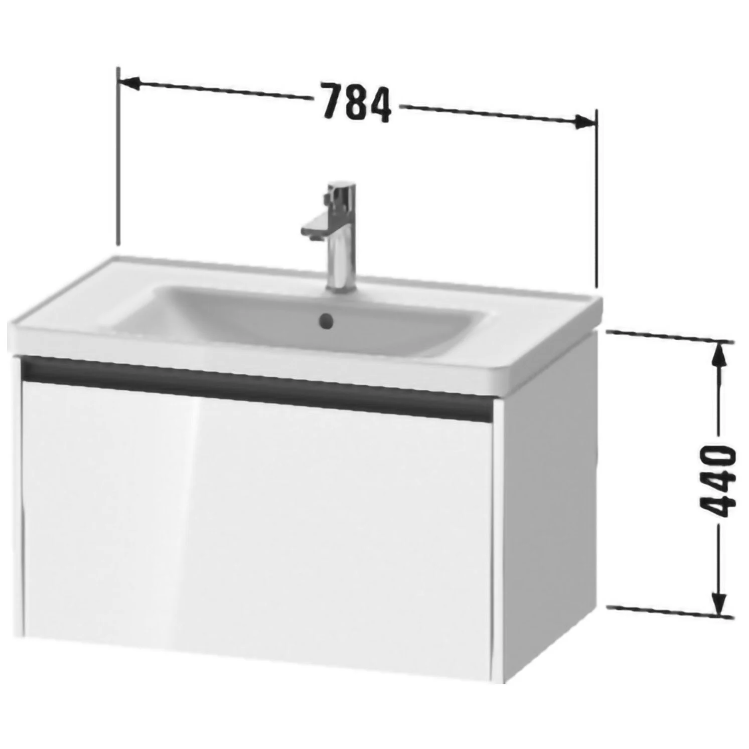 Duravit Ketho.2 Waschtischunterbau wandhängend, 1 Auszug, 78,4 cm Bild 4