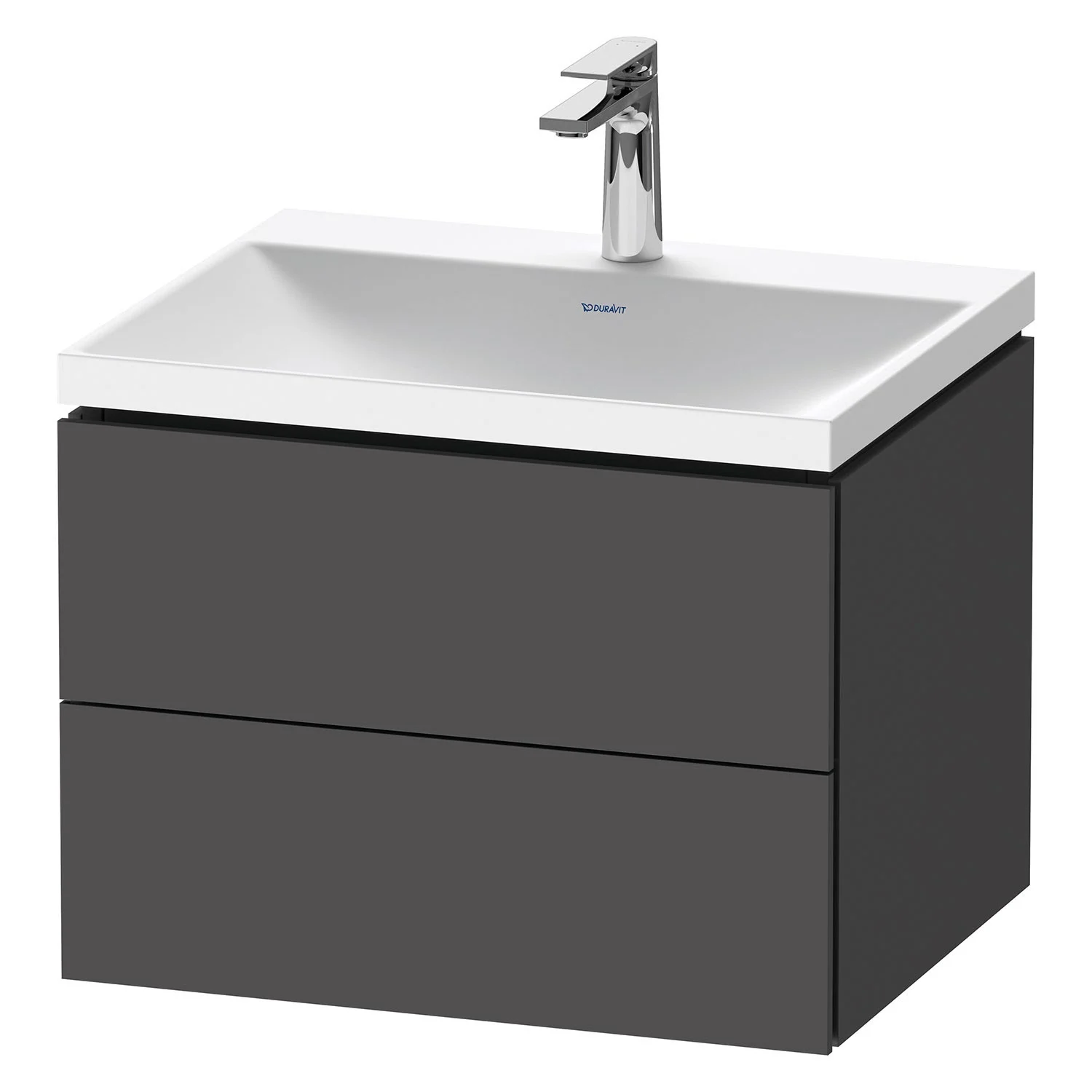 Duravit L-Cube c-shaped Möbelset mit Waschtisch mit 1 Hahnloch und Unterbau mit 2 Auszüge, 60 x 48 cm
