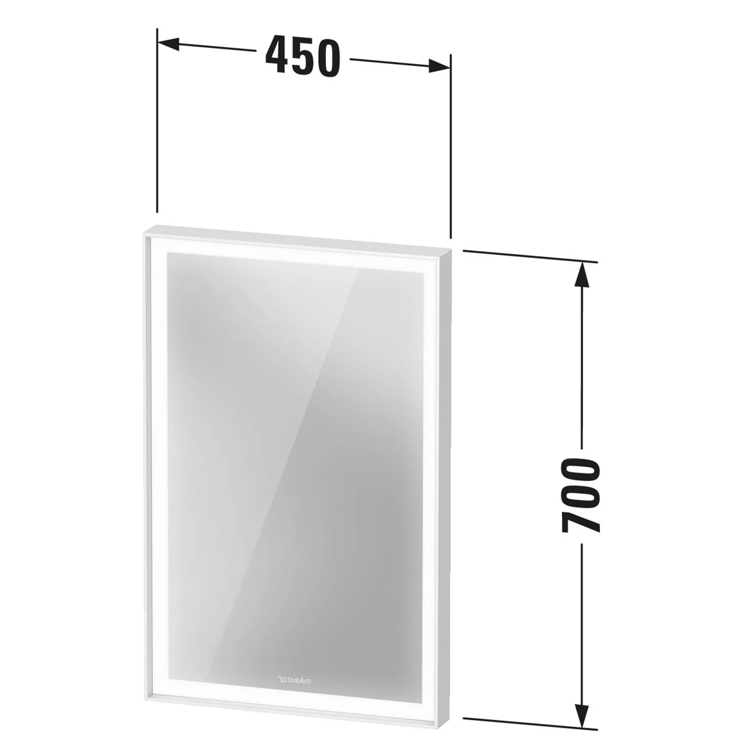 Prostokątne lustro o wymiarach 450x700 mm, Duravit