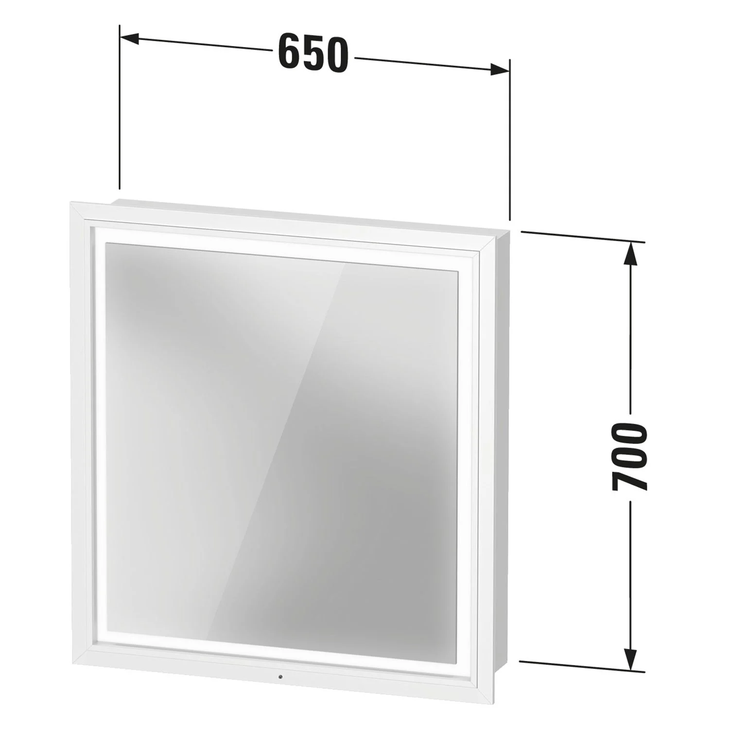 Rysunek techniczny lustra z wymiarami, Duravit
