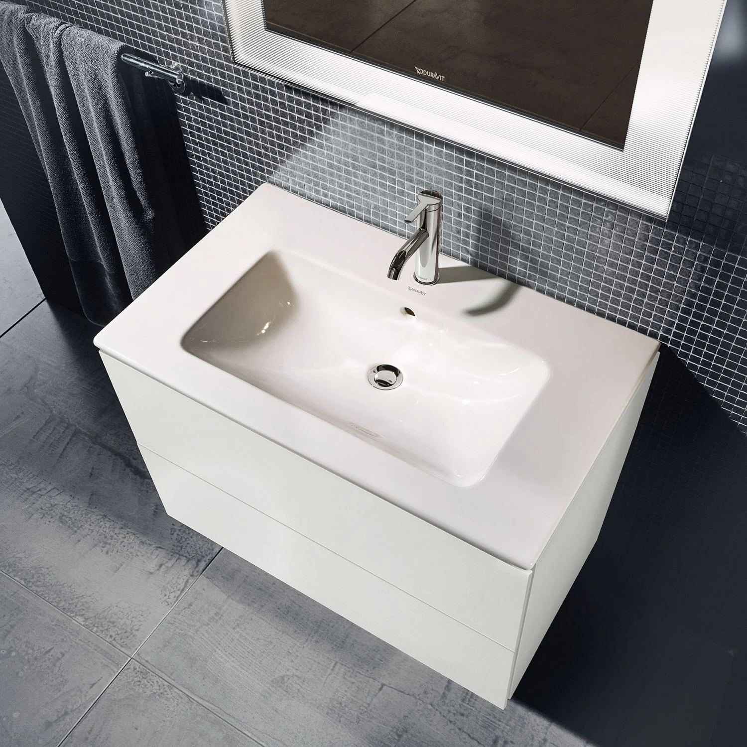 Duravit Me by Starck Waschtisch mit L-Cube Unterschrank 83 x 49 cm mit 2 Schubkästen Bild 4