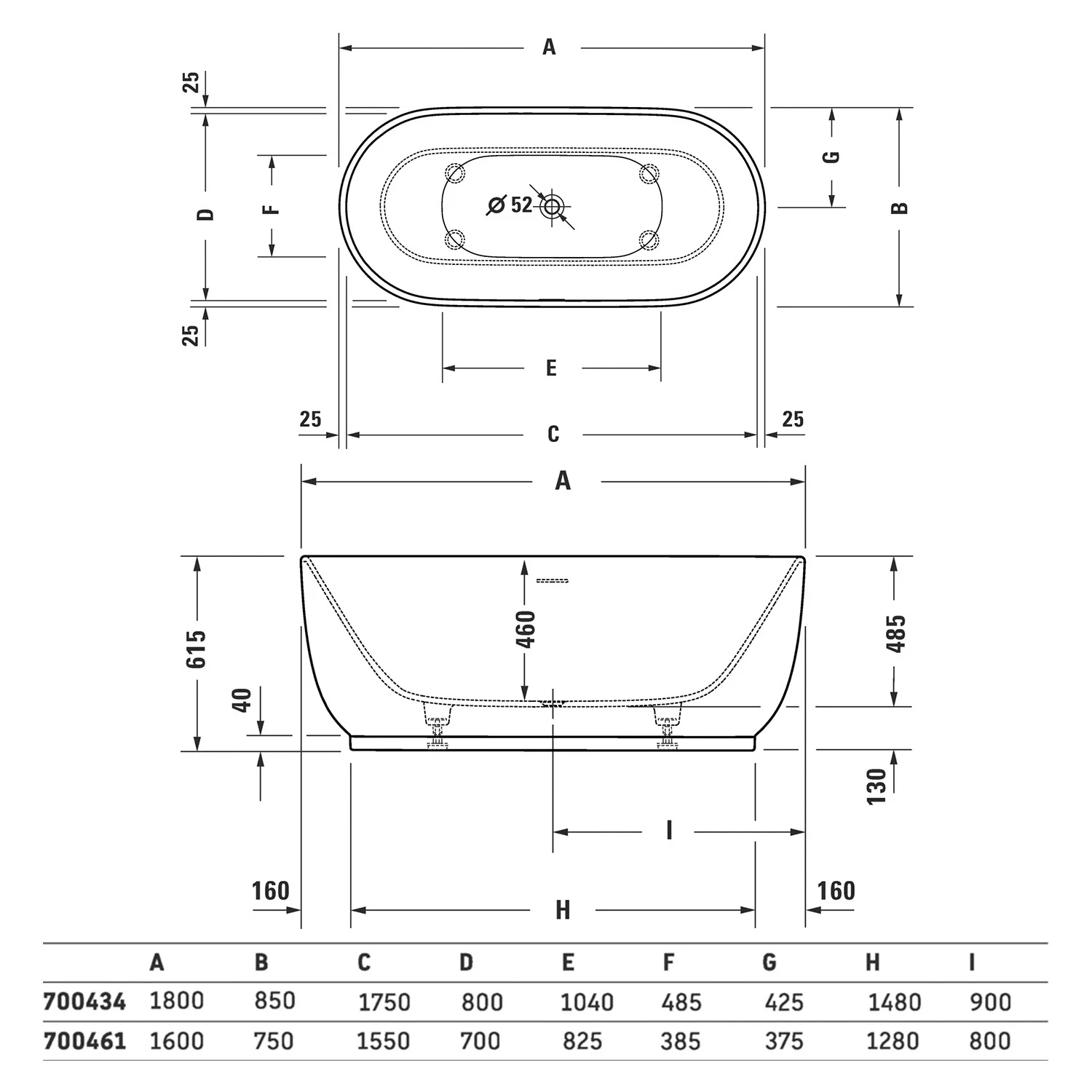 Duravit Luv Badewanne freistehend 160 x 75 cm, mit Überlauf Bild 5