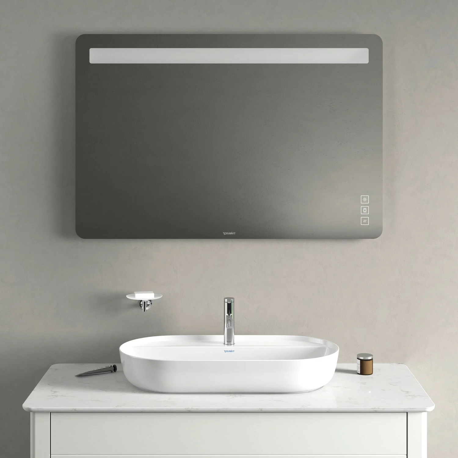 Lustro z LED nad umywalką w łazience, Duravit