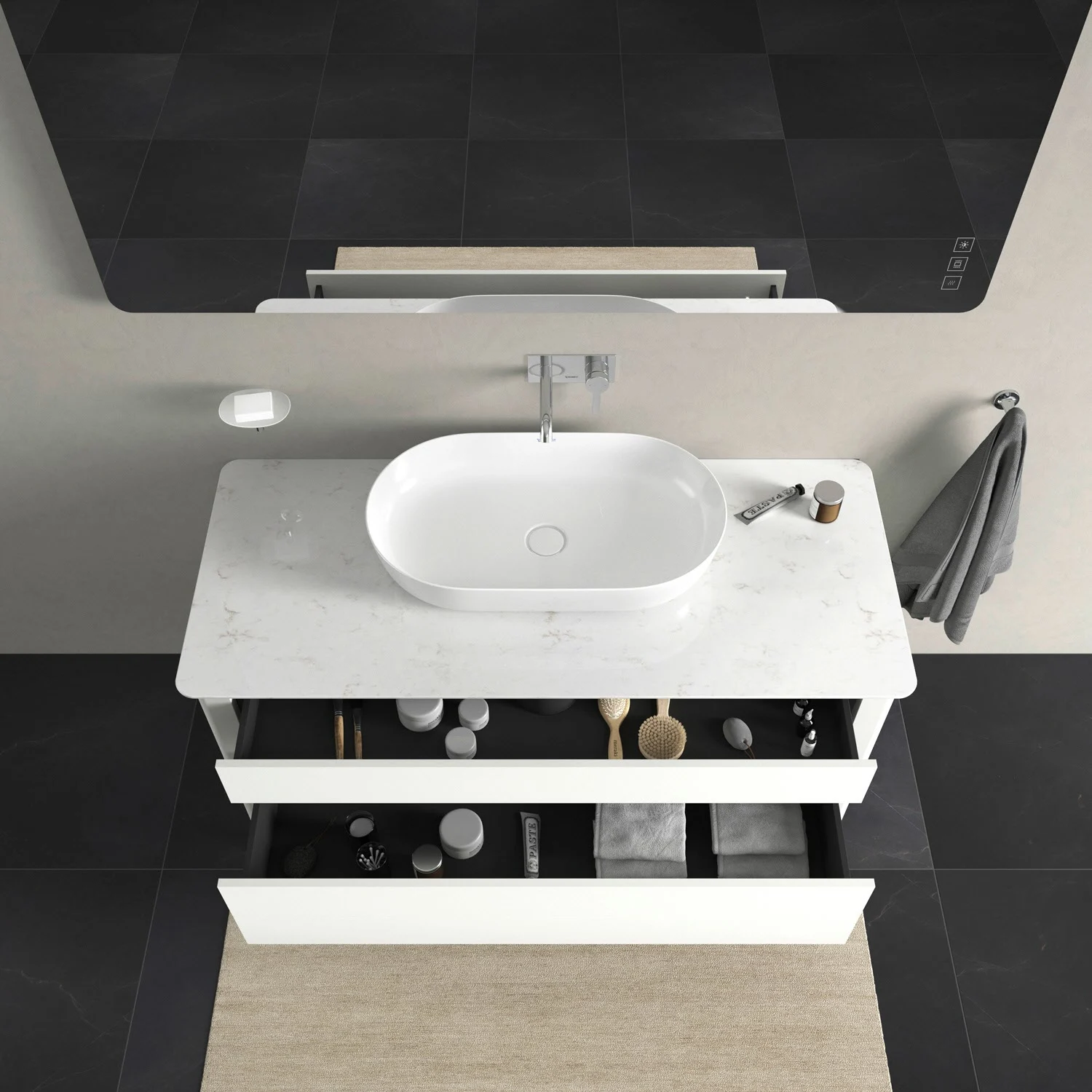 Umywalka z otwartymi szufladami z góry, Duravit
