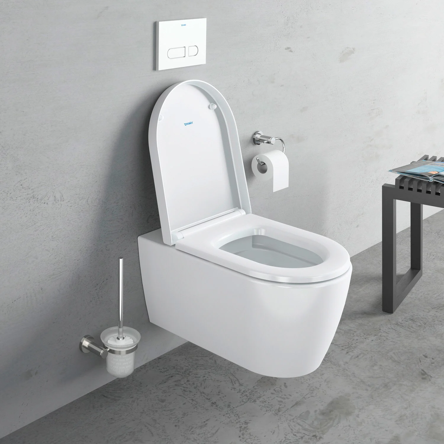 Toaleta z otwartą deską w nowoczesnej łazience, Duravit