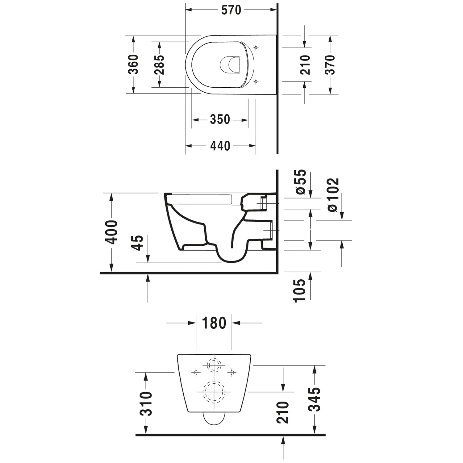 Duravit ME by Starck Wand-WC Rimless Set Bild 6