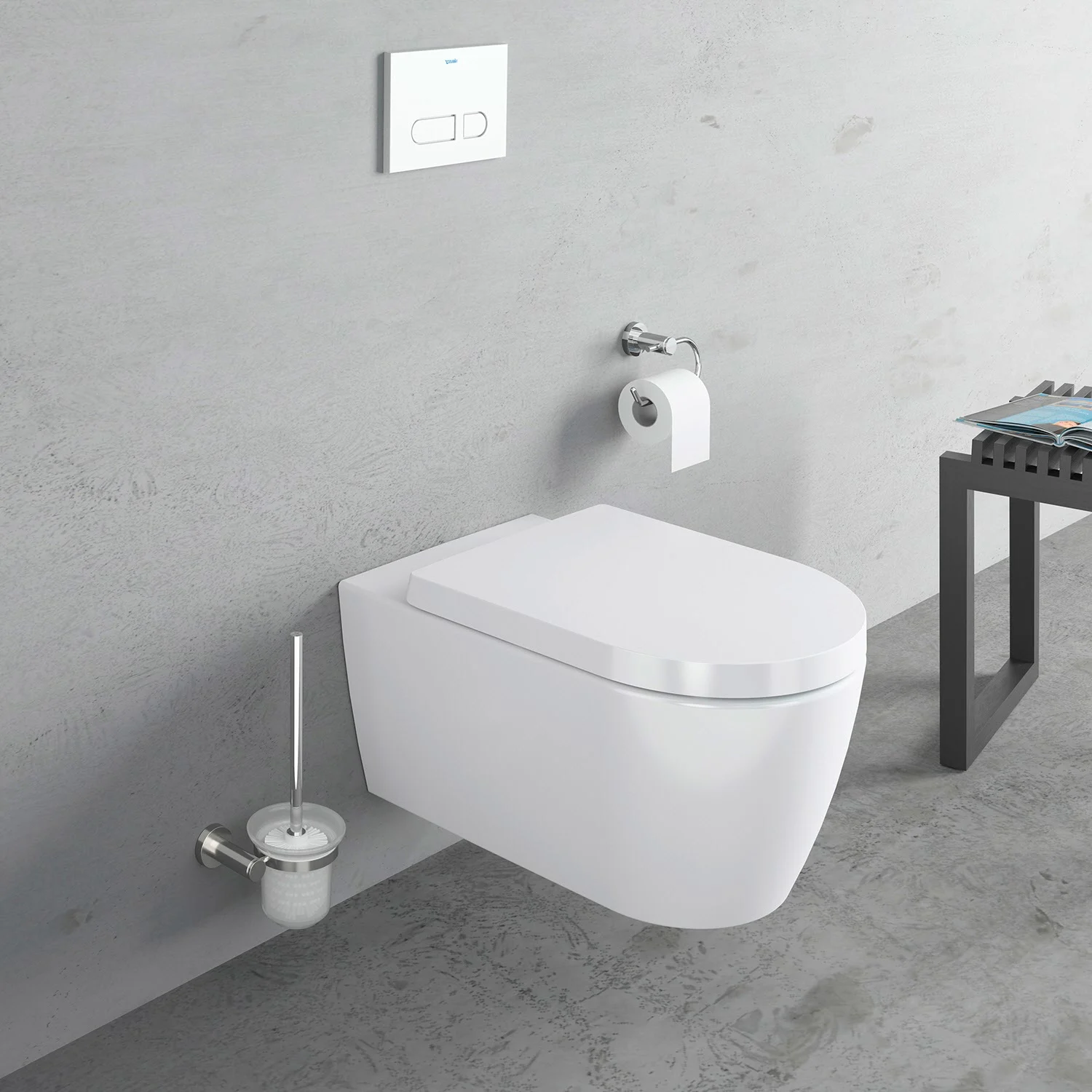 WC z przyciskiem na ścianie w łazience, Duravit