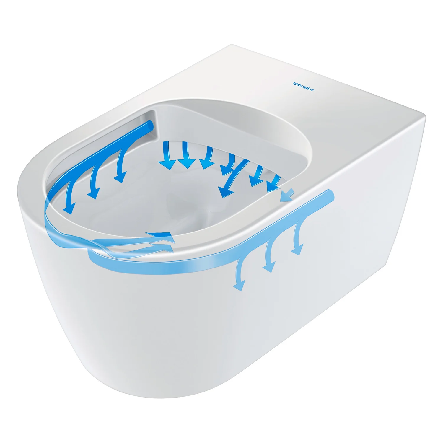 Diagram toalety podwieszanej z przepływem wody, Duravit