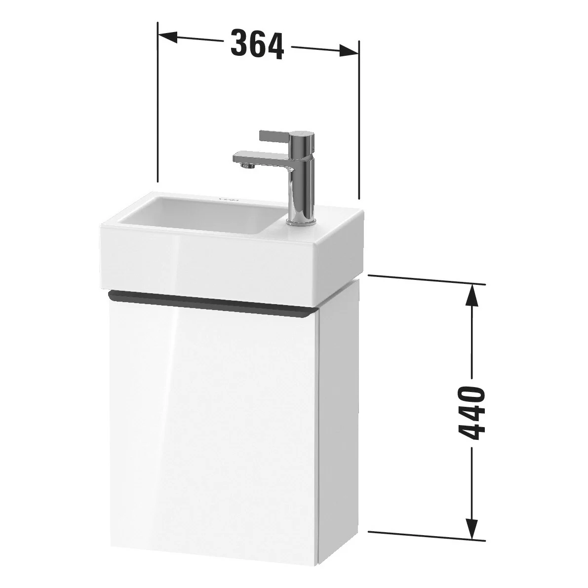 Duravit D-Neo Waschtischunterbau 36,4 x 44 cm, 1 Tür rechts, Griff gold poliert Bild 3