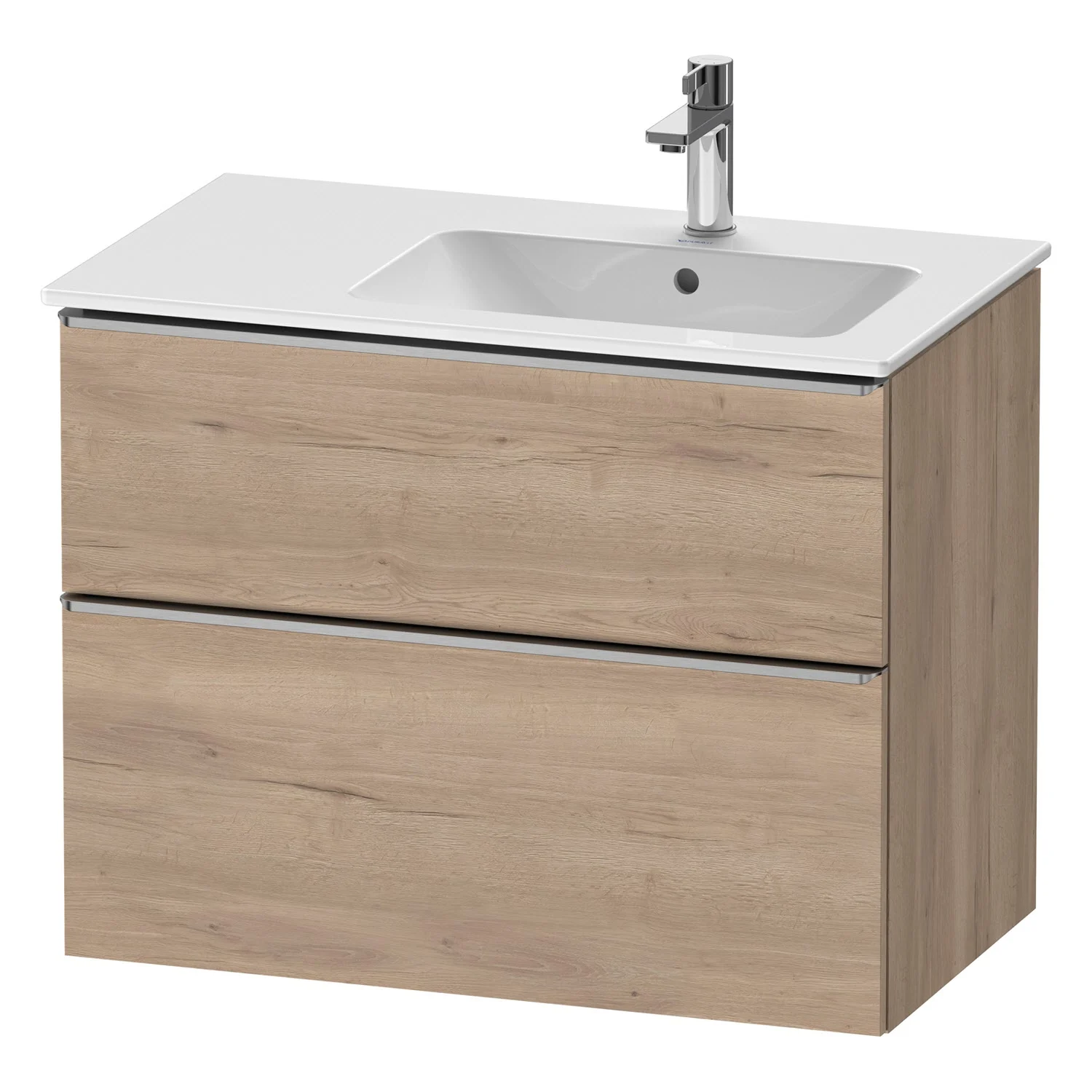 Duravit D-Neo Waschtischunterbau für Becken rechts 81 x 62,5 cm, 2 Auszüge, Griff edelstahl gebürstet
