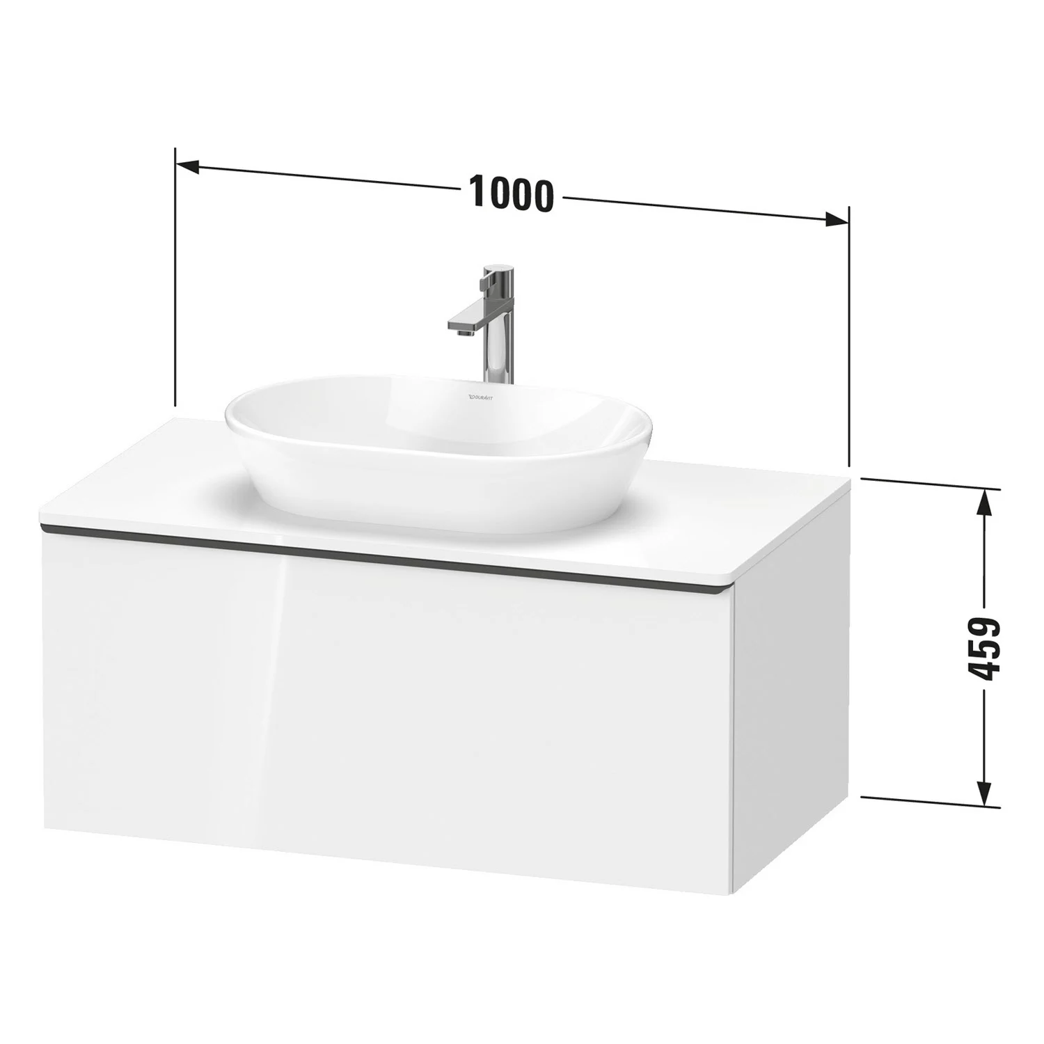 Duravit D-Neo Konsolenwaschtischunterbau 100 x 45,9 cm, 1 Auszug, Griff diamantschwarz Bild 3