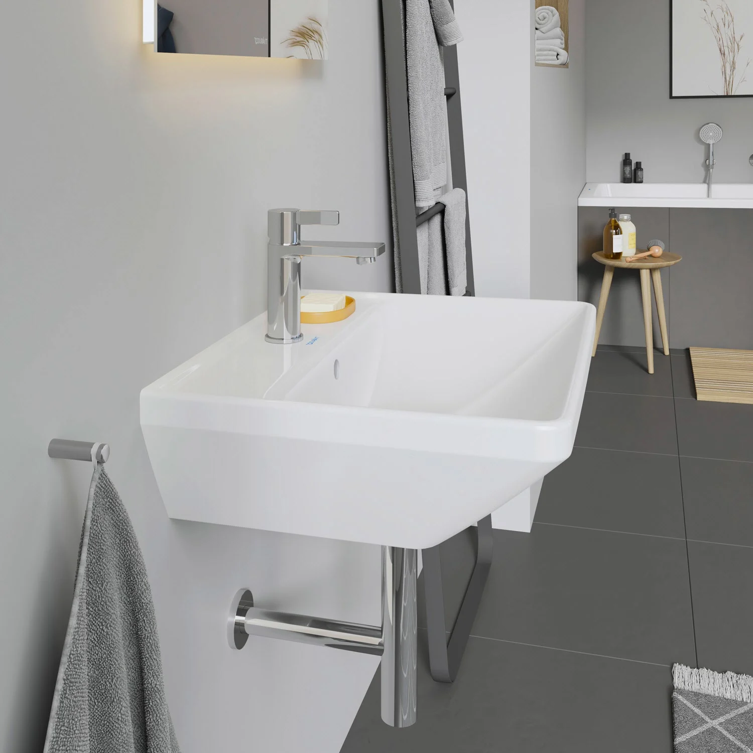 Umywalka w łazience z uchwytem na ręcznik, Duravit