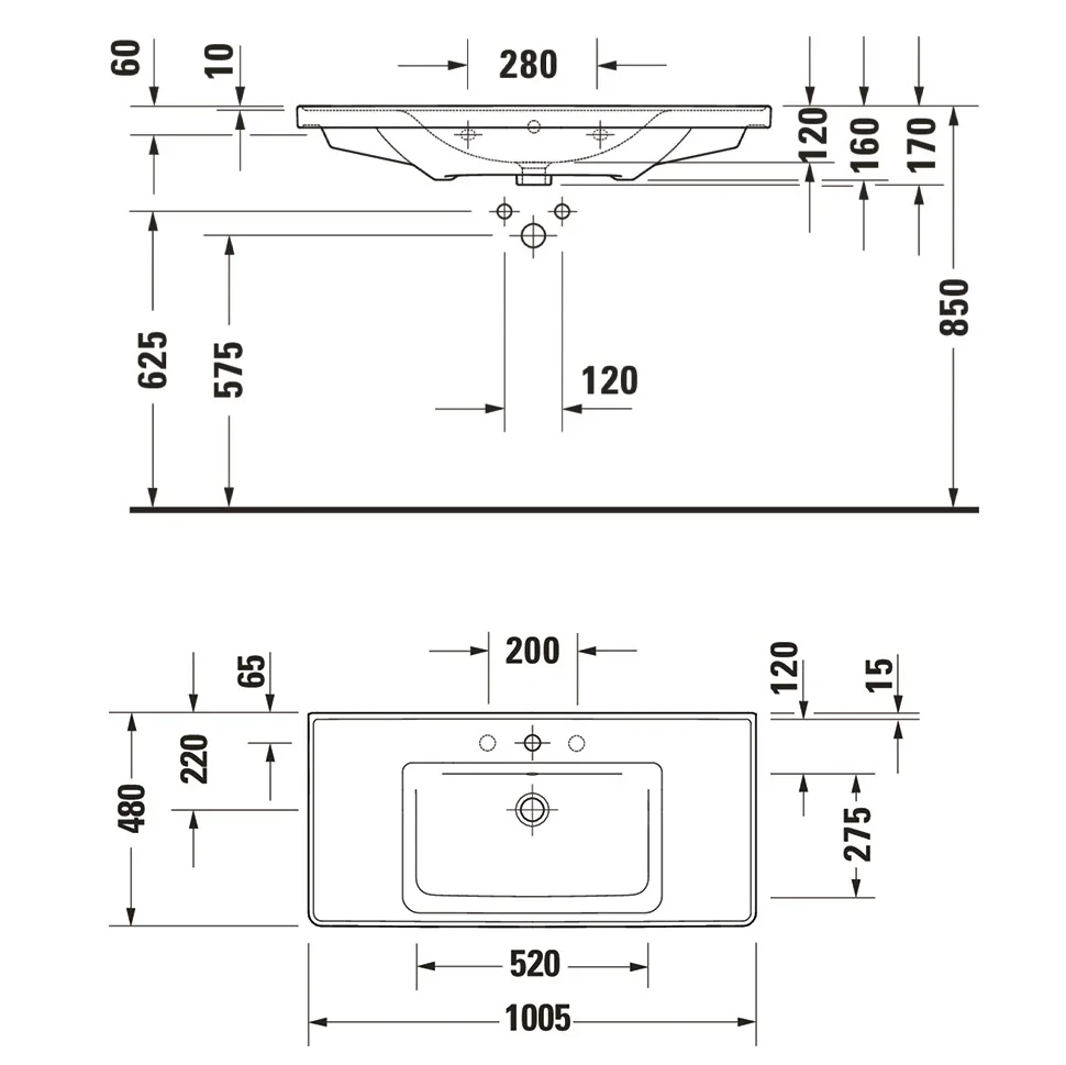Duravit D-Neo Möbelwaschtisch 100,5 cm, mit 1 Hahnloch und Überlauf Bild 5