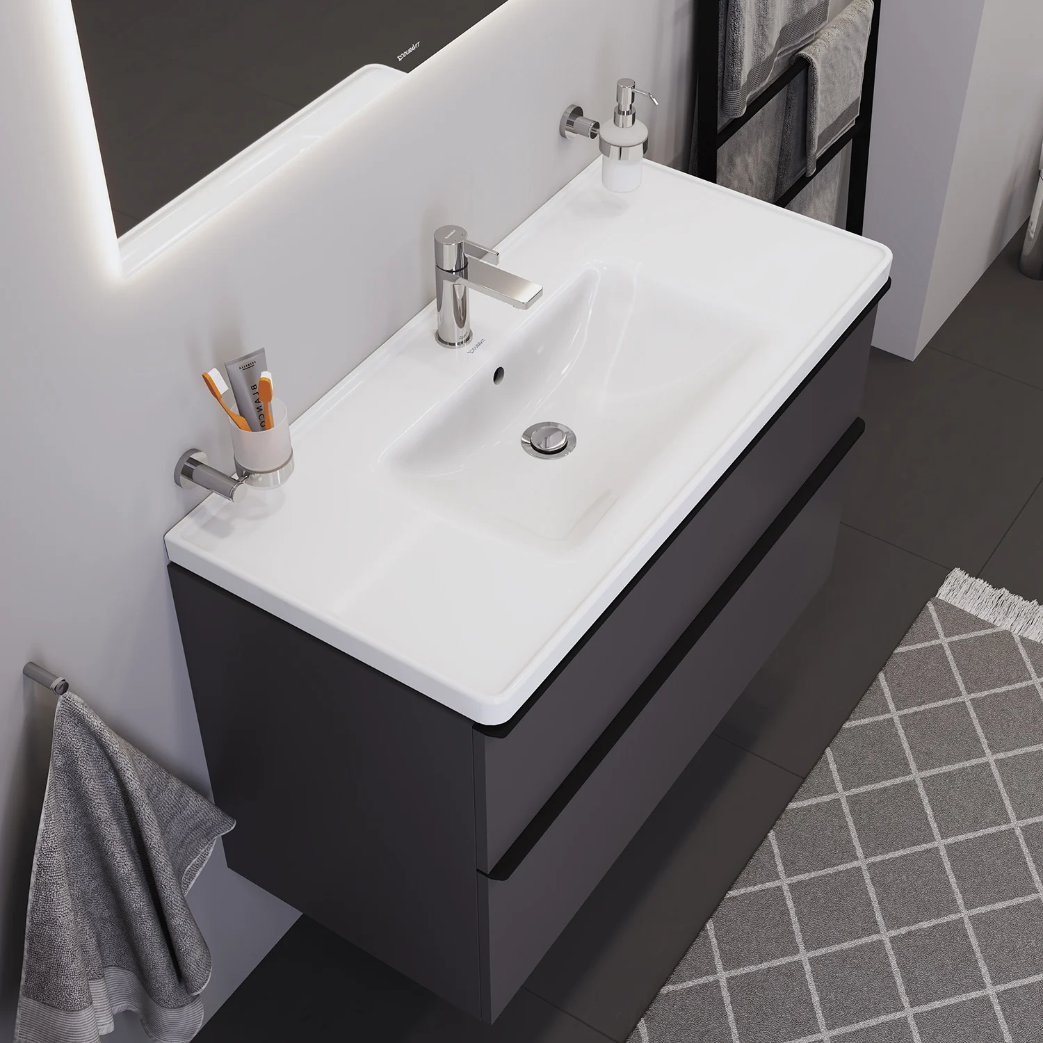 Duravit D-Neo Möbelwaschtisch 100,5 cm, mit 1 Hahnloch und Überlauf