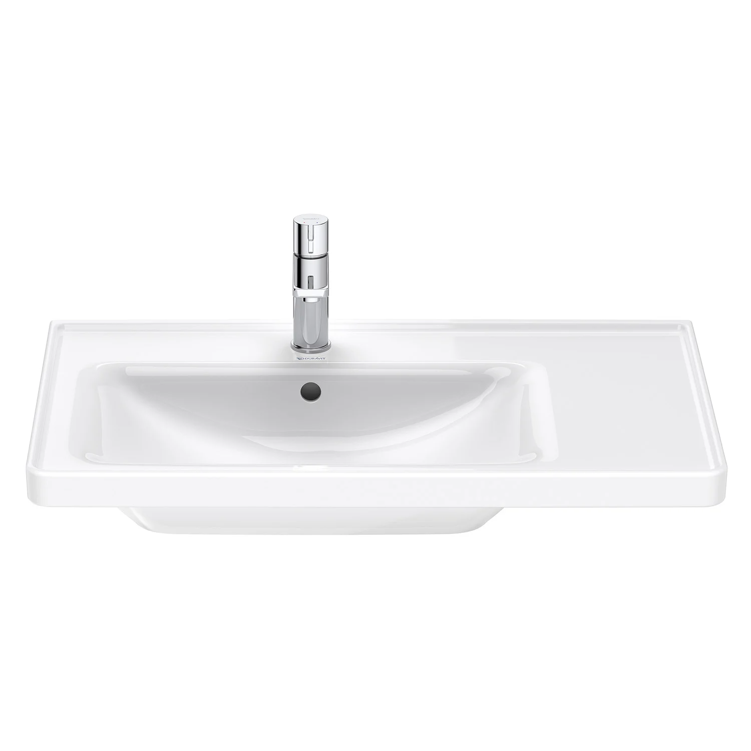 Duravit D-Neo Möbelwaschtisch 80 cm asymmetrisch, mit 1 Hahnloch und Überlauf, Ablage rechts Bild 7