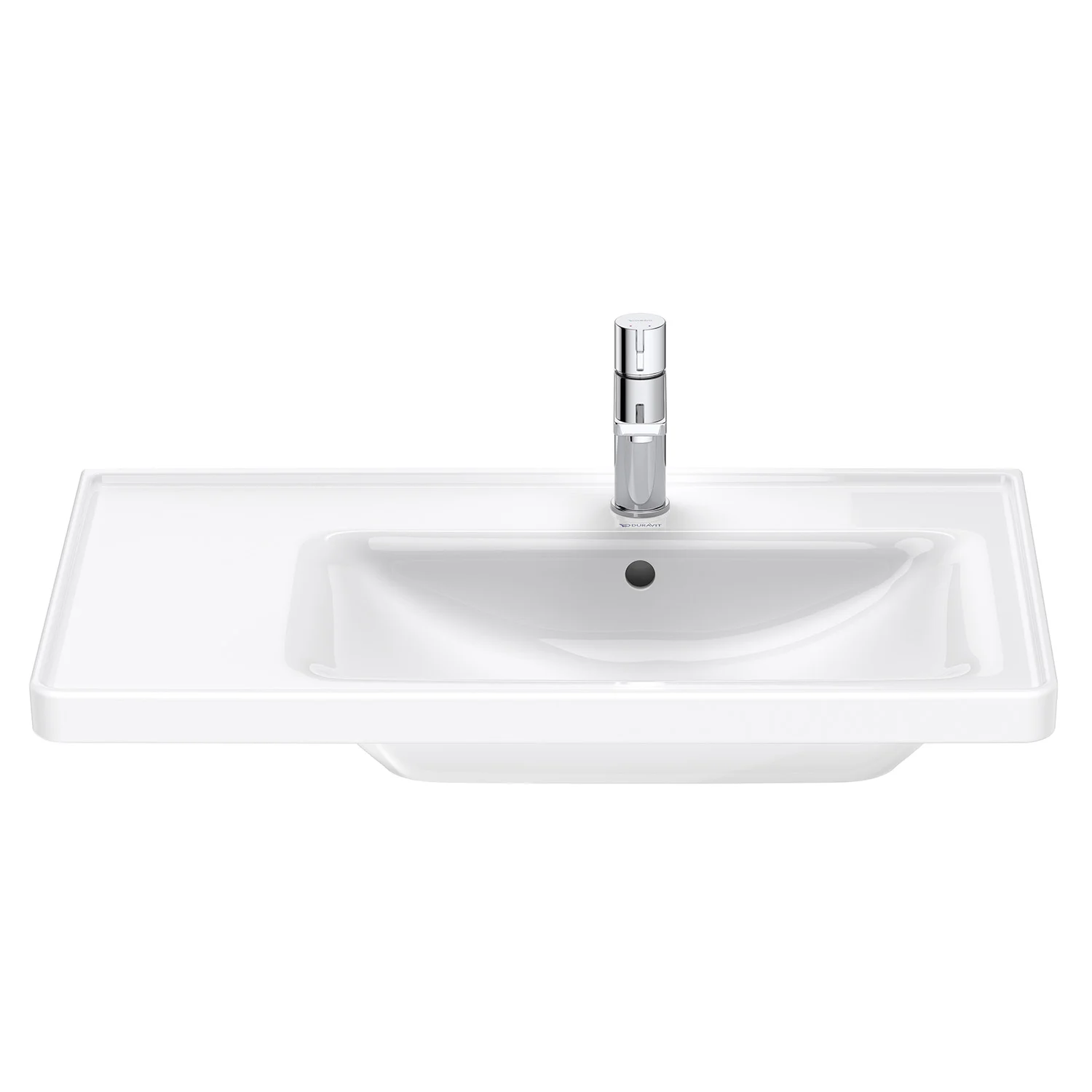 Duravit D-Neo Möbelwaschtisch 80 cm asymmetrisch, mit 1 Hahnloch und Überlauf, Ablage links Bild 8
