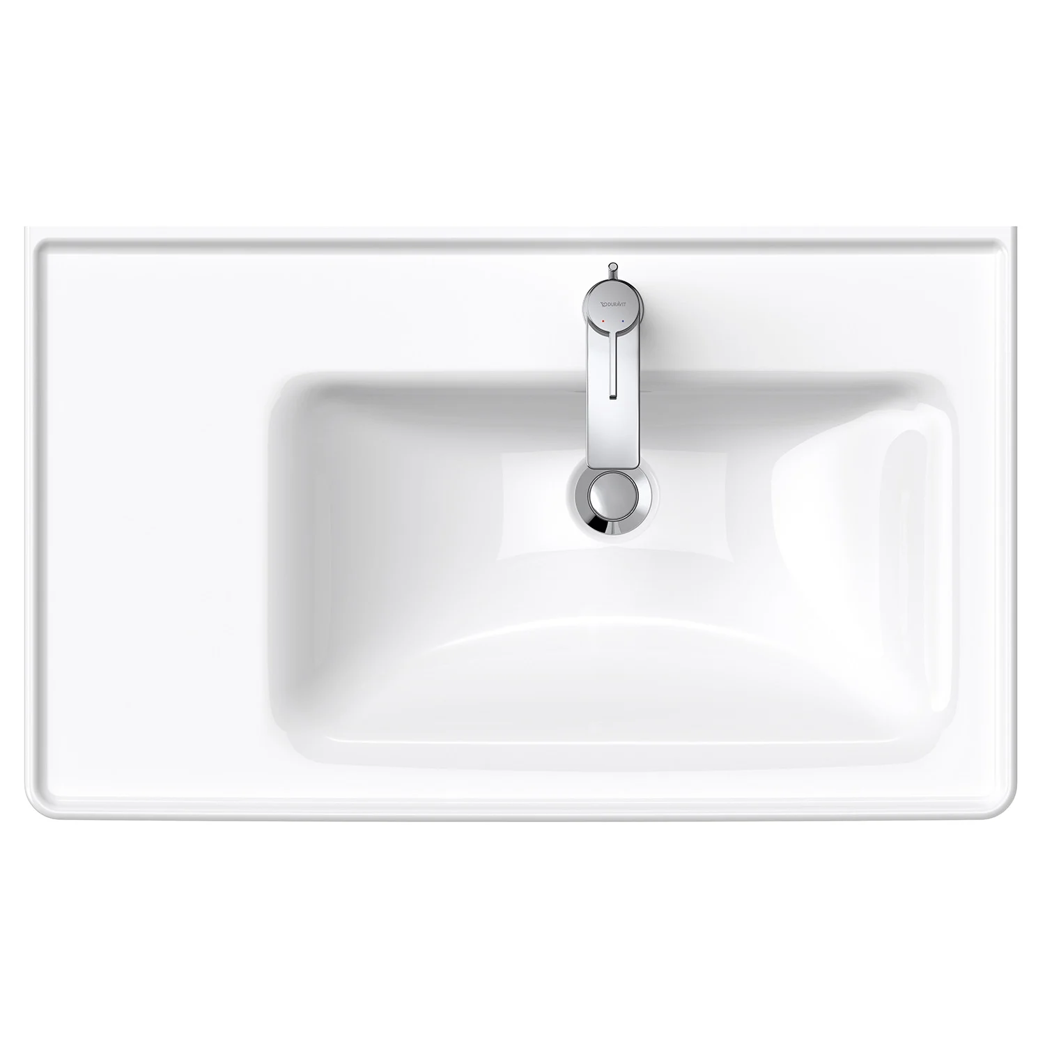 Duravit D-Neo Möbelwaschtisch 80 cm asymmetrisch, mit 1 Hahnloch und Überlauf, Ablage links Bild 9