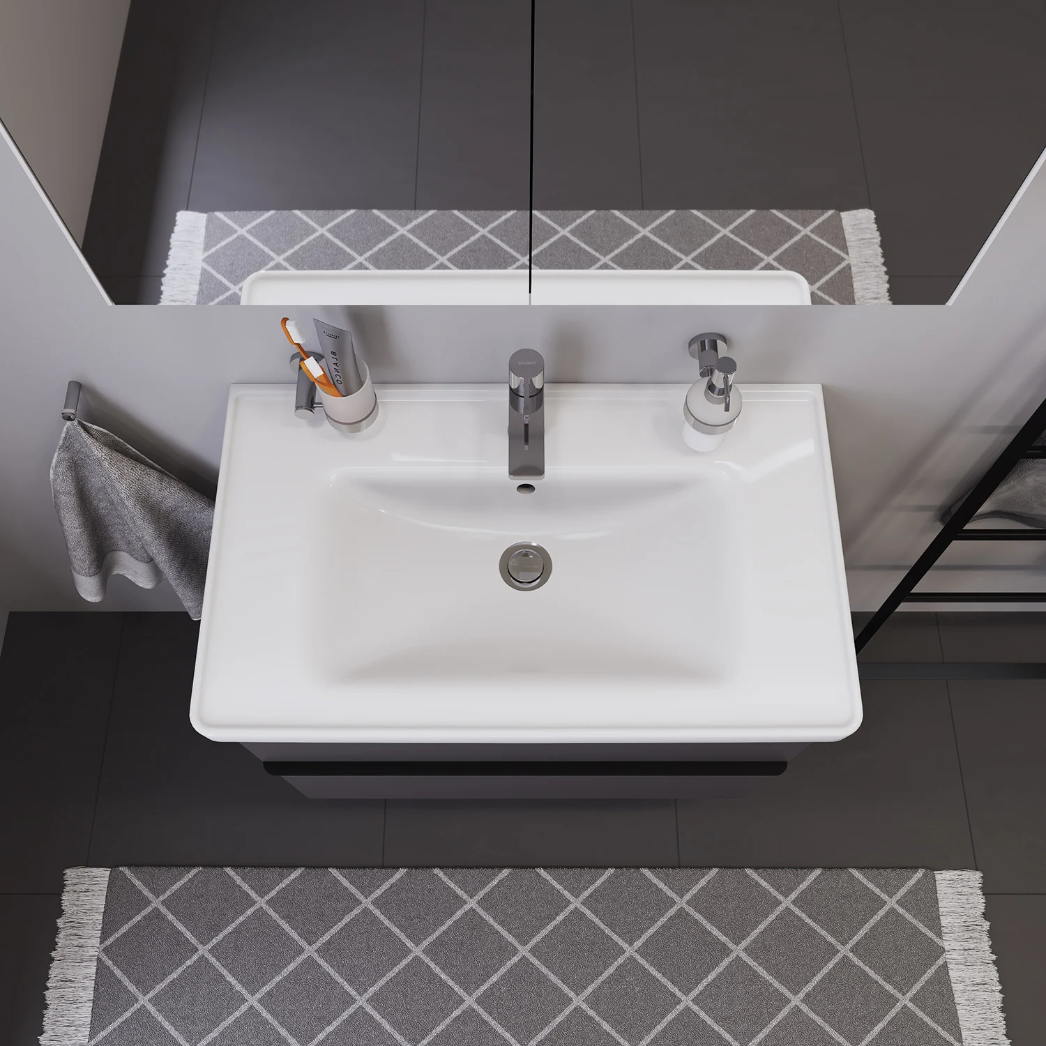 Duravit D-Neo Möbelwaschtisch 80 cm, mit 1 Hahnloch und Überlauf Bild 2
