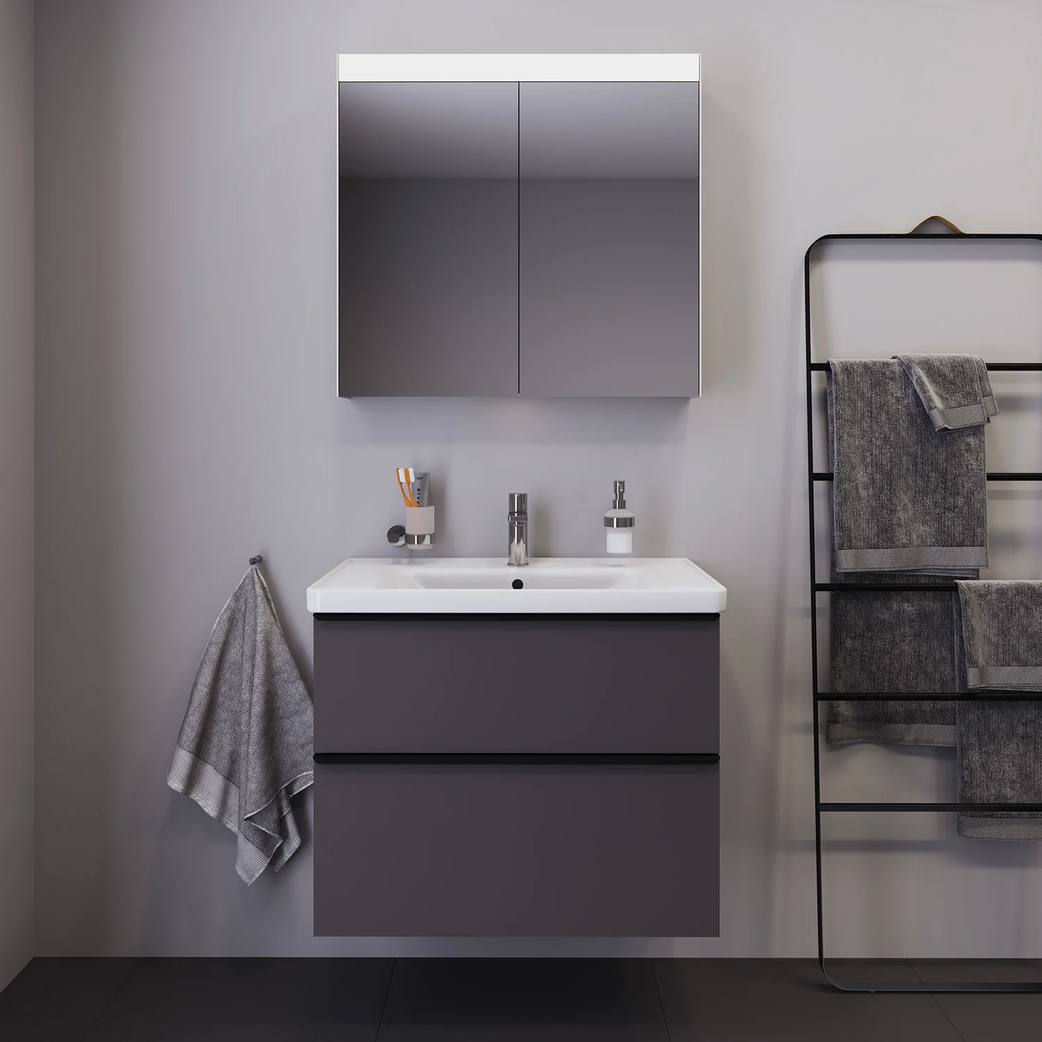 Duravit D-Neo Möbelwaschtisch 80 cm, mit 1 Hahnloch und Überlauf Bild 3