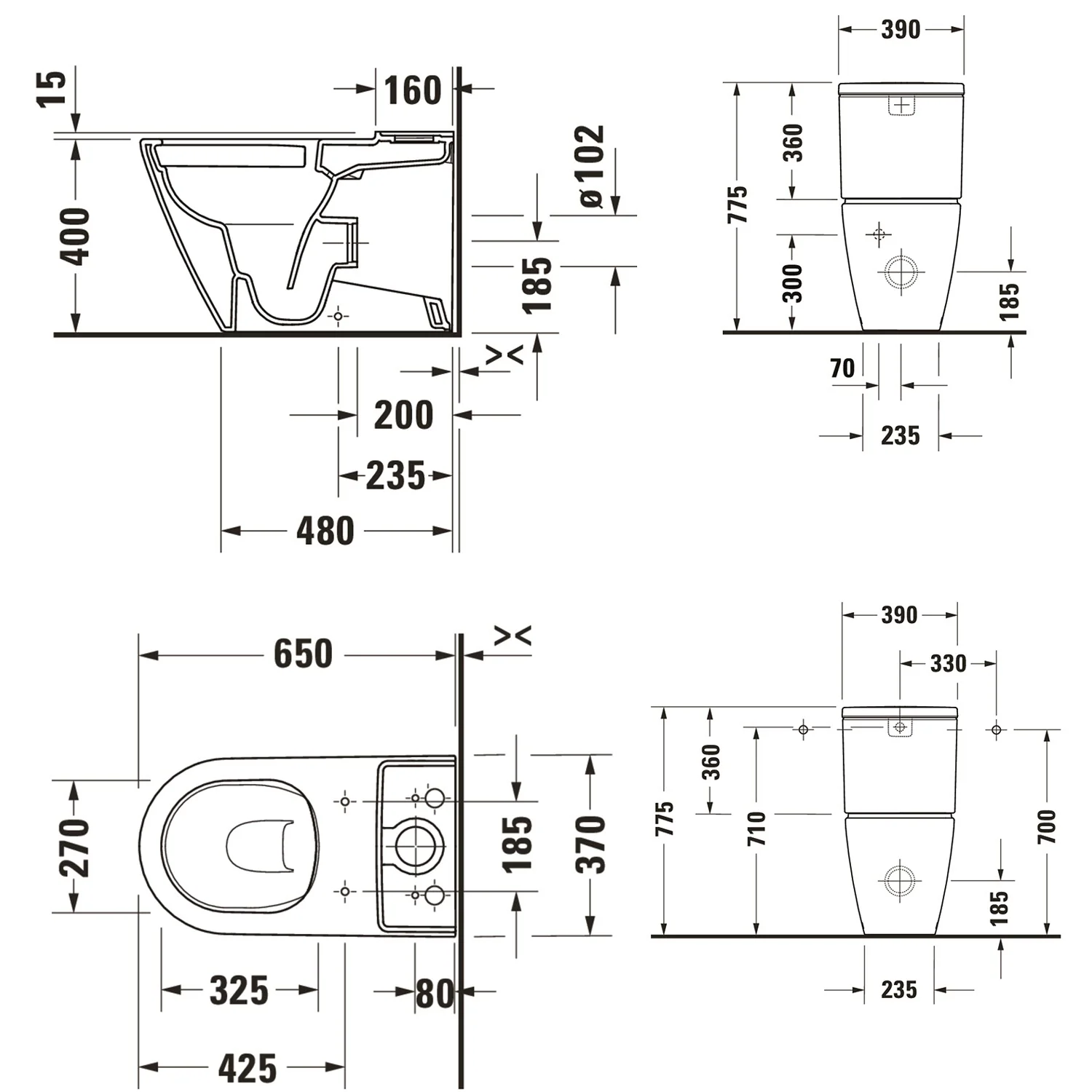 Duravit D-Neo Stand-WC Rimless für Kombination mit Aufsatzspülkasten Bild 5