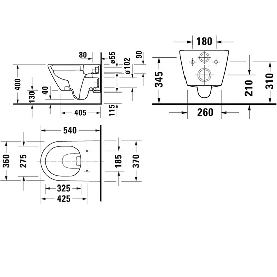 Duravit D-Neo Wand-WC Rimless, Tiefspüler, mit Durafix Bild 4