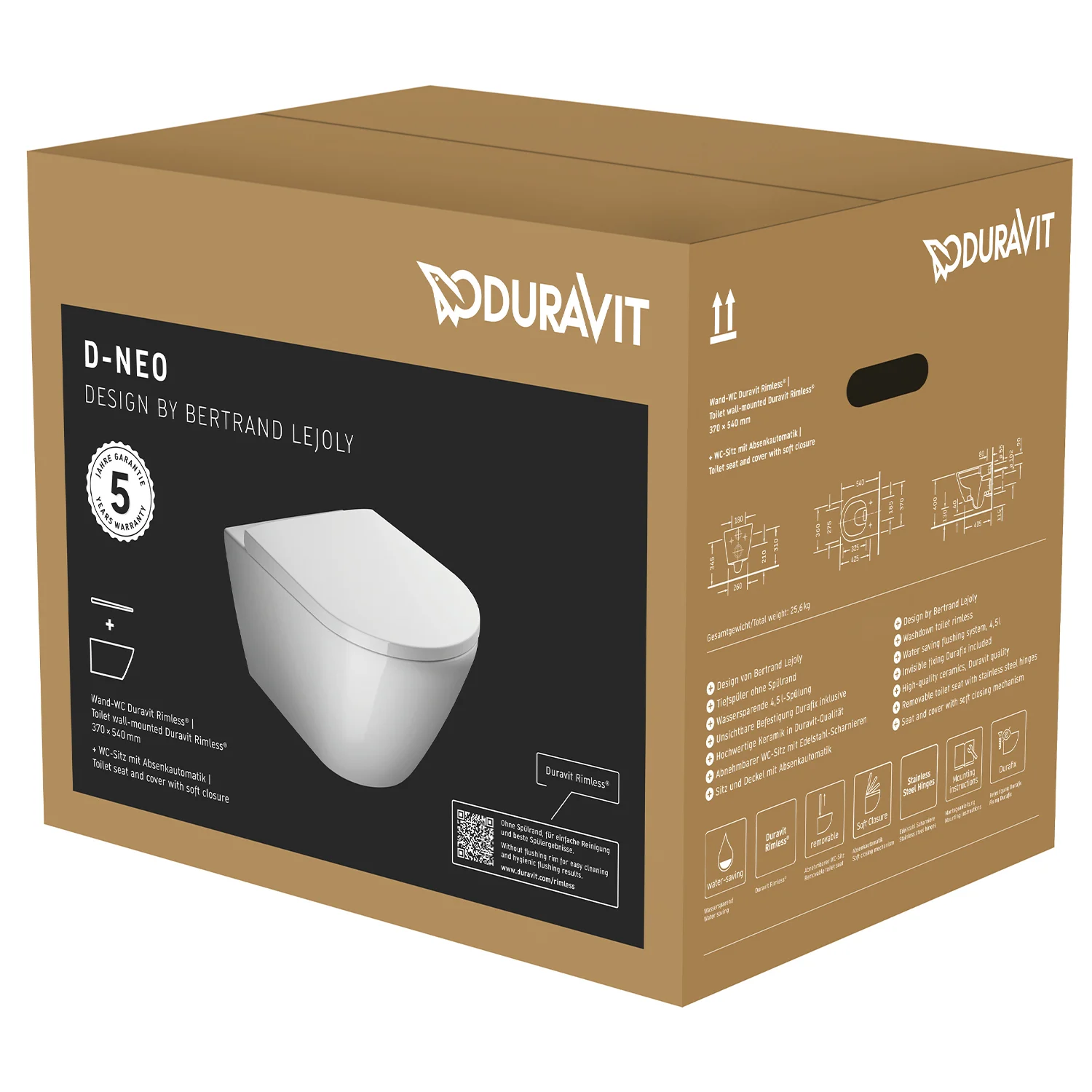 Duravit D-Neo Wand-WC-Set Rimless, Tiefspüler, mit Durafix Bild 12