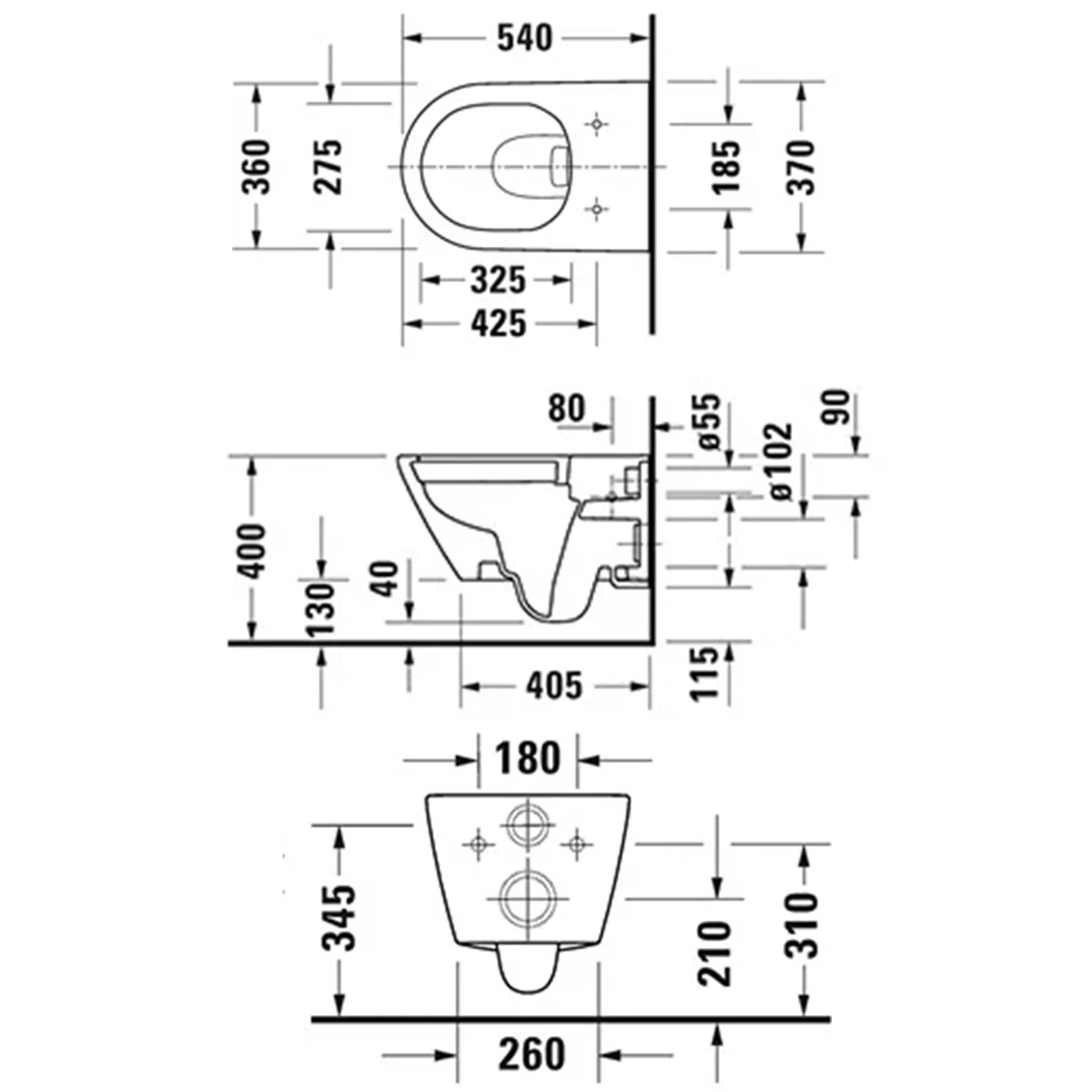 Duravit D-Neo Wand-WC-Set Rimless, Tiefspüler, mit Durafix Bild 5