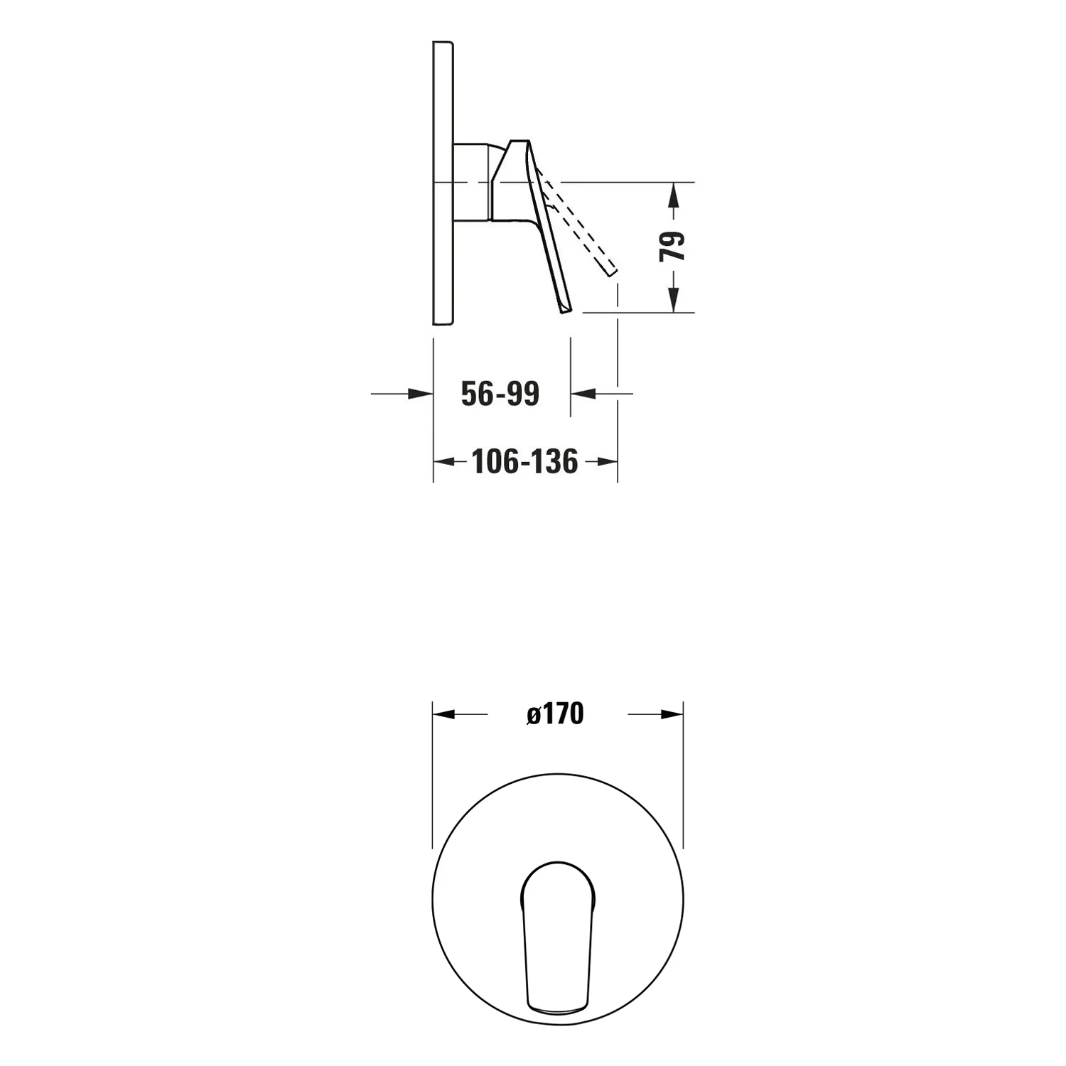 Rysunek techniczny baterii prysznicowej, Duravit