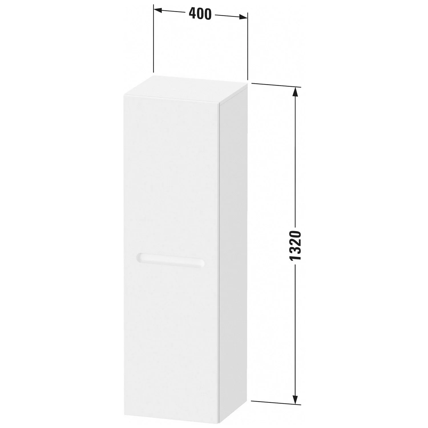 Rysunek białej szafki z wymiarami 400x1320 mm, Duravit